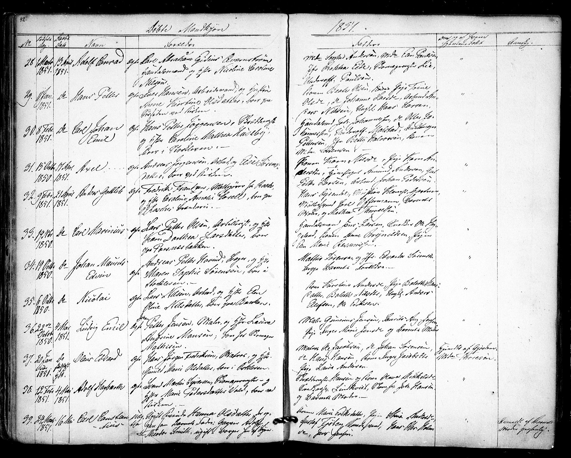 Halden prestekontor Kirkebøker, AV/SAO-A-10909/F/Fa/L0006: Parish register (official) no. I 6, 1845-1856, p. 42