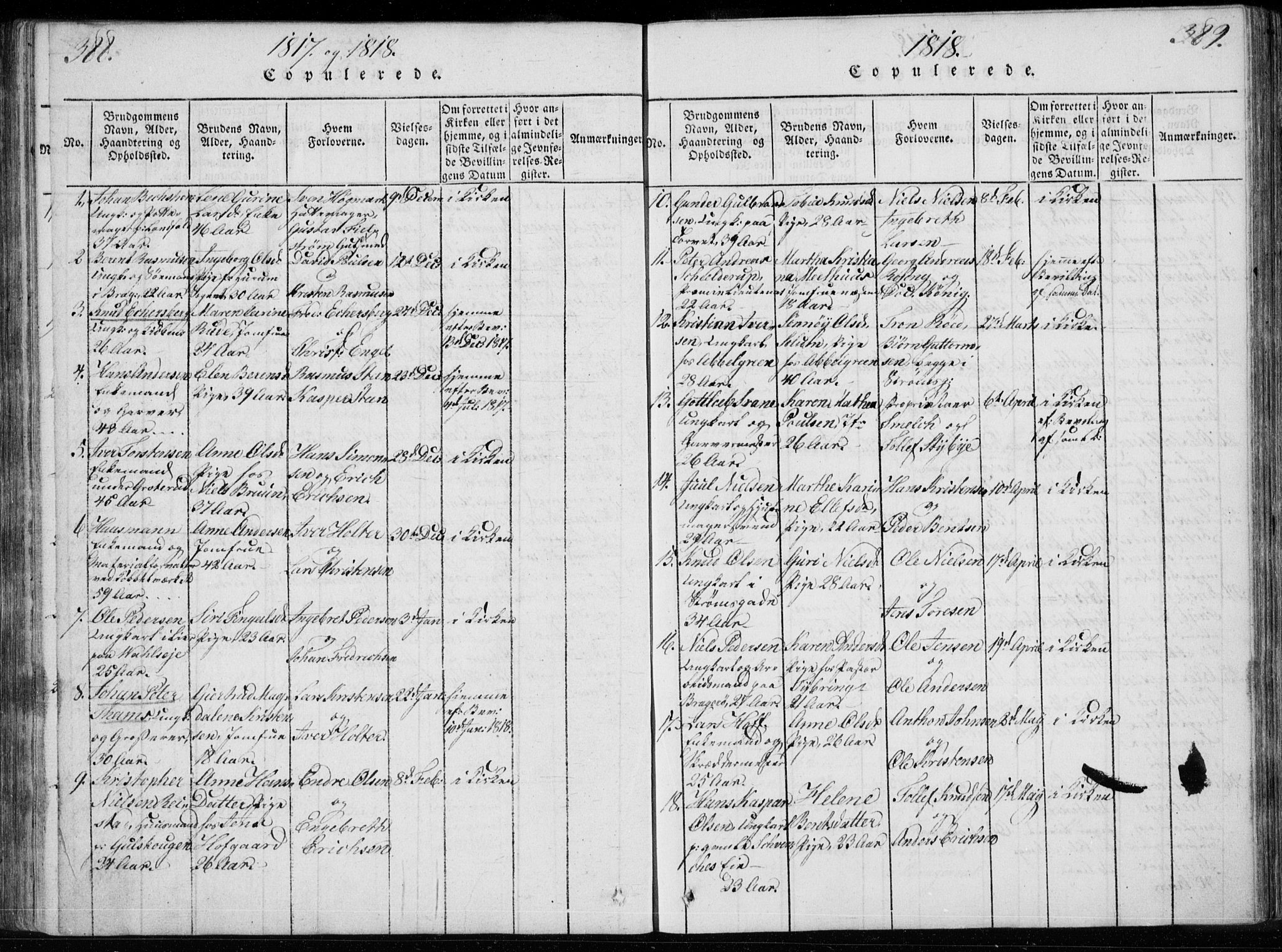 Bragernes kirkebøker, SAKO/A-6/F/Fa/L0007: Parish register (official) no. I 7, 1815-1829, p. 388-389