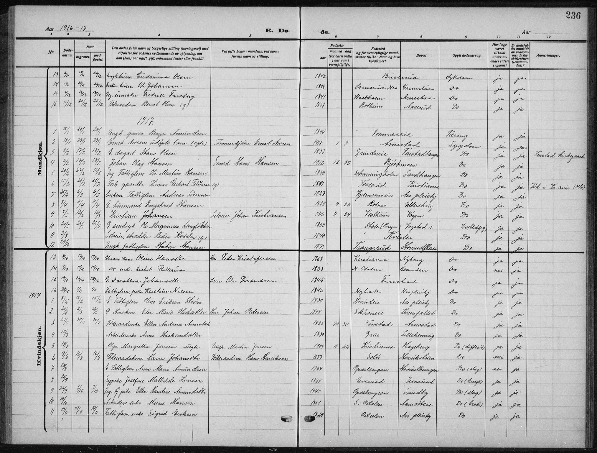 Nes prestekontor Kirkebøker, AV/SAO-A-10410/G/Ga/L0003: Parish register (copy) no. I 3, 1913-1941, p. 236