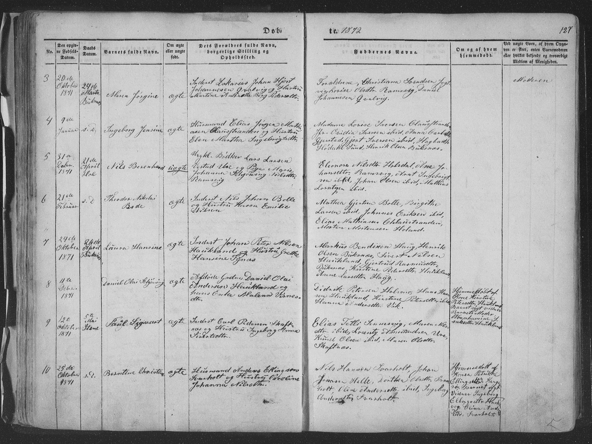 Ministerialprotokoller, klokkerbøker og fødselsregistre - Nordland, AV/SAT-A-1459/881/L1165: Parish register (copy) no. 881C02, 1854-1876, p. 127