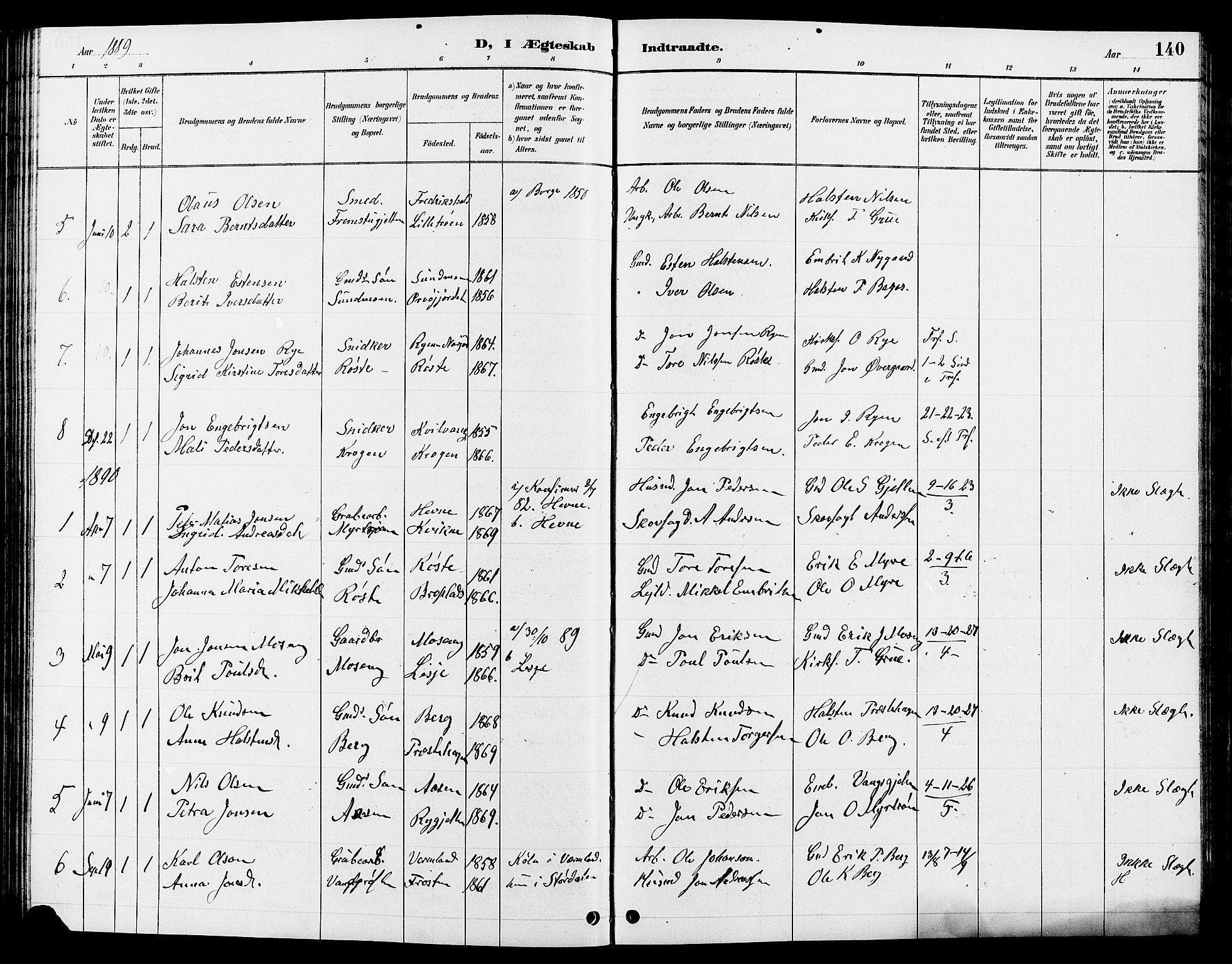 Tolga prestekontor, AV/SAH-PREST-062/L/L0008: Parish register (copy) no. 8, 1887-1912, p. 140