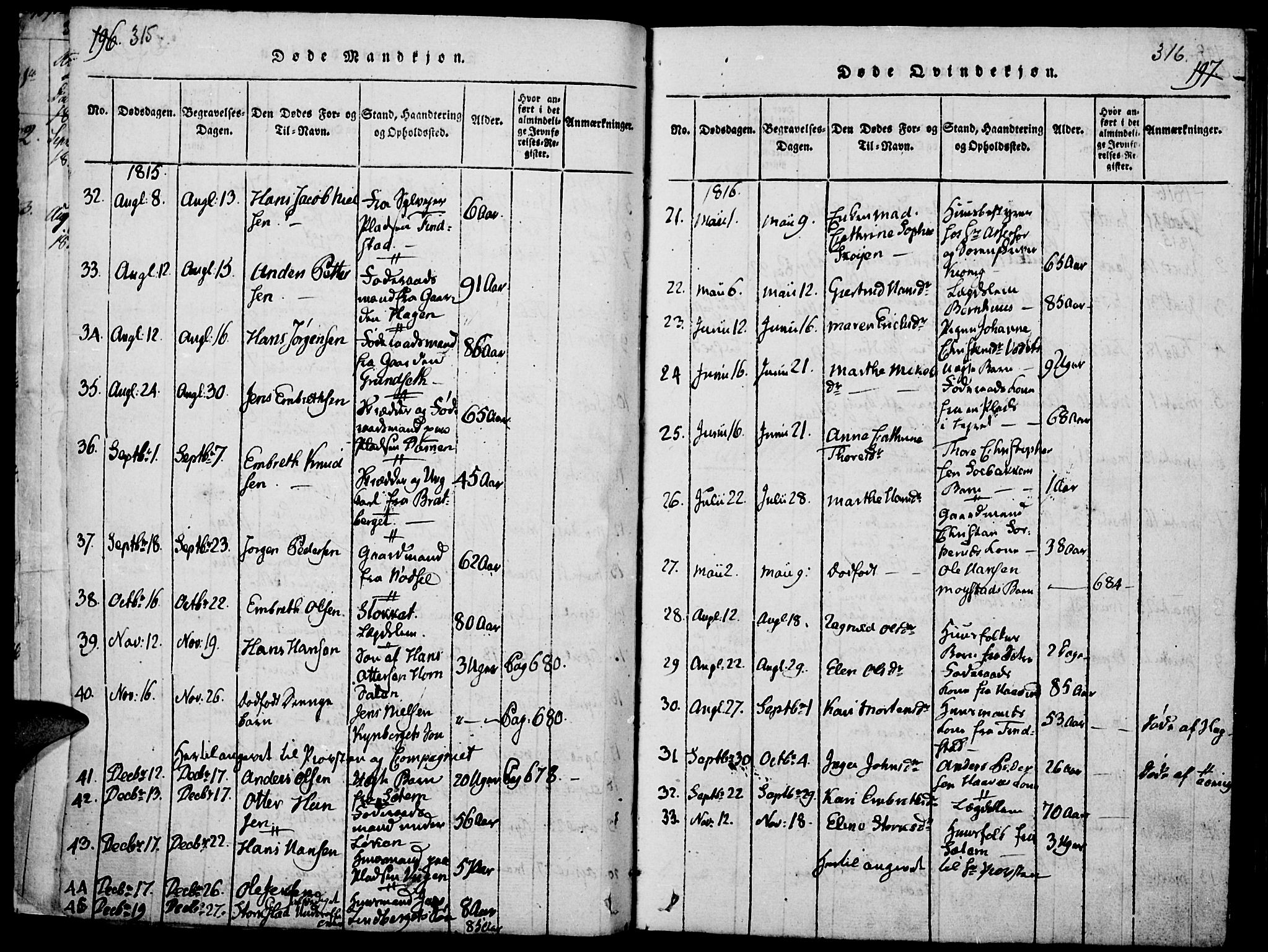 Elverum prestekontor, AV/SAH-PREST-044/H/Ha/Haa/L0007: Parish register (official) no. 7, 1815-1830, p. 315-316