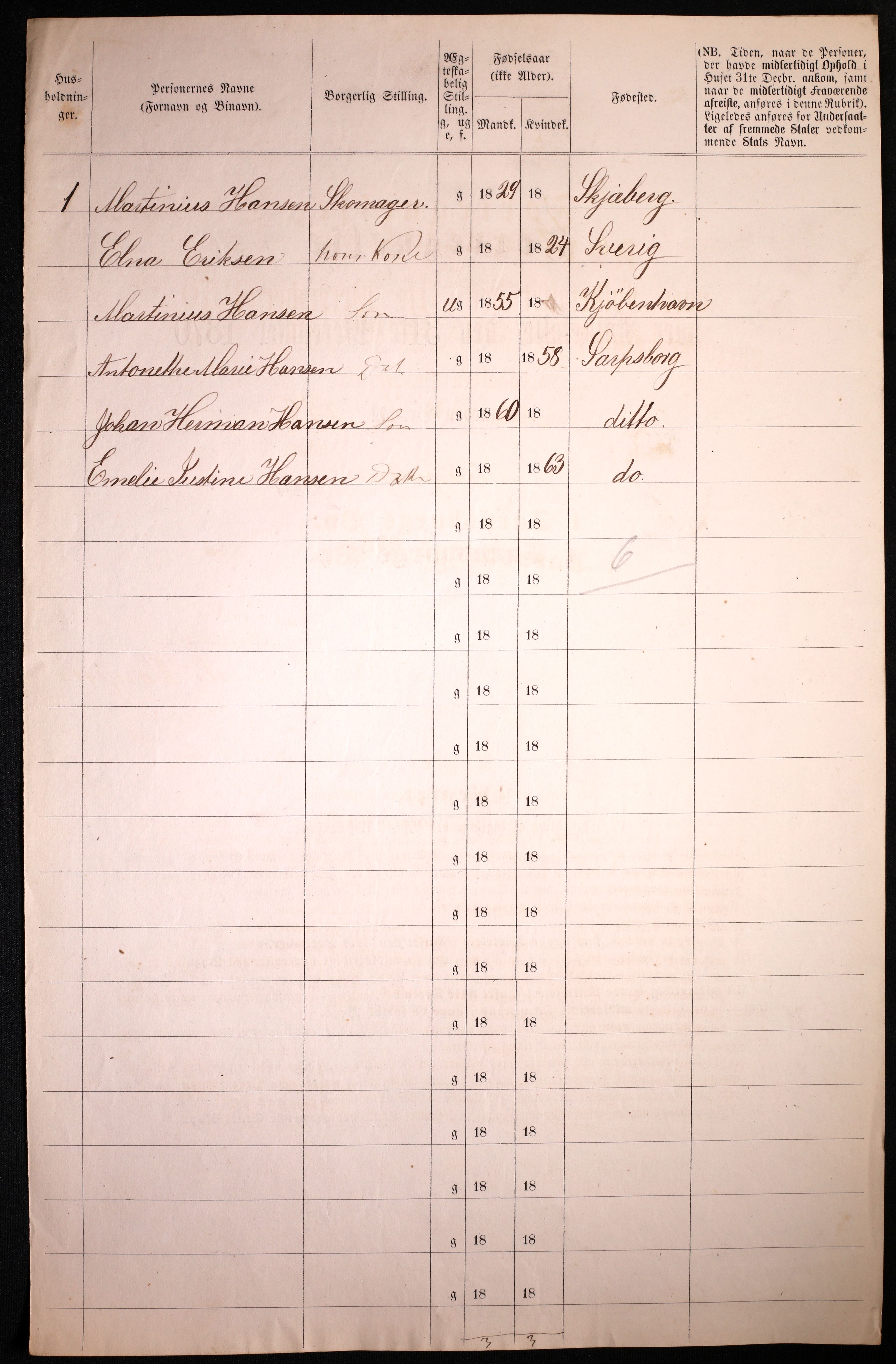 RA, 1870 census for 0102 Sarpsborg, 1870, p. 196