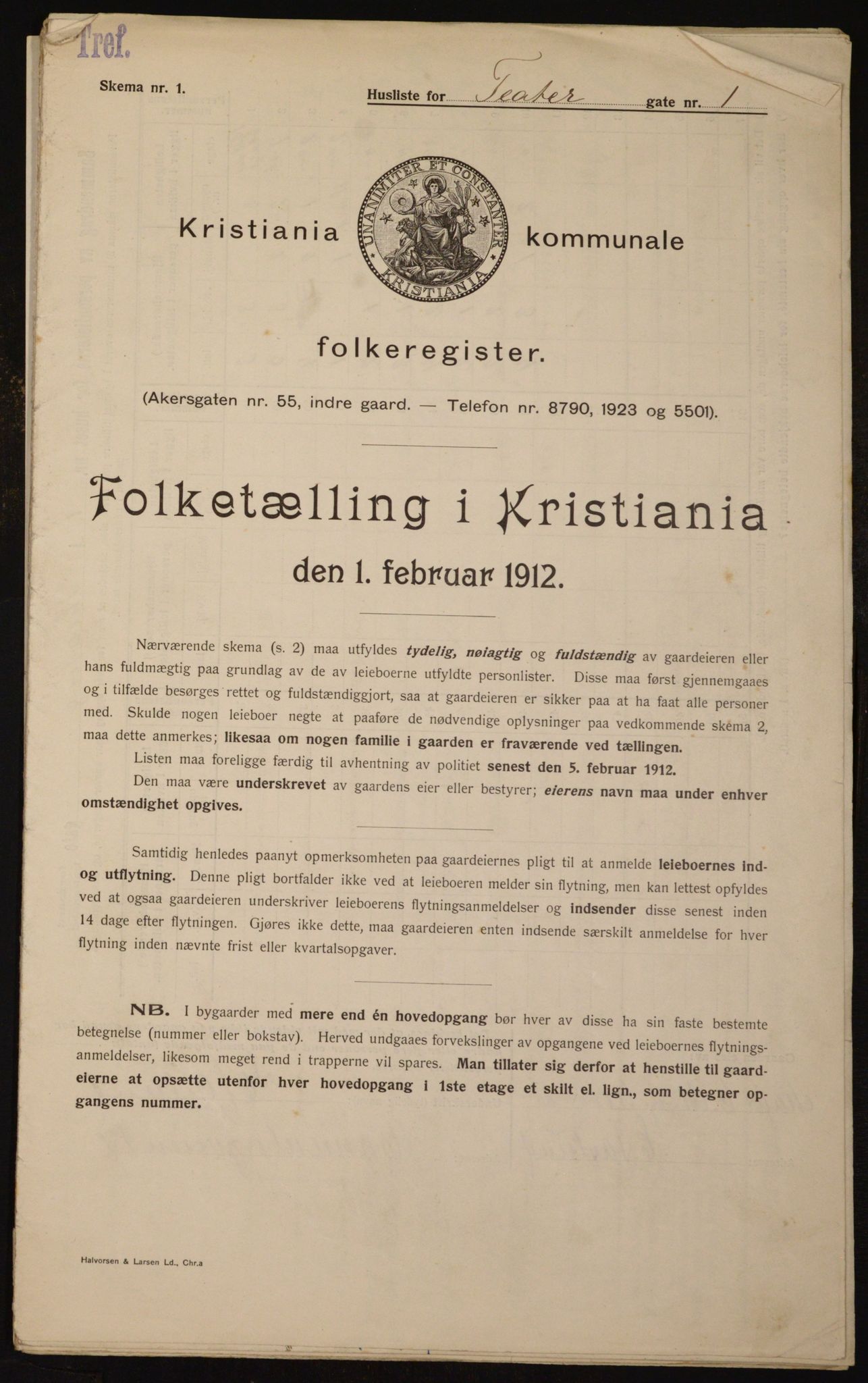 OBA, Municipal Census 1912 for Kristiania, 1912, p. 107072