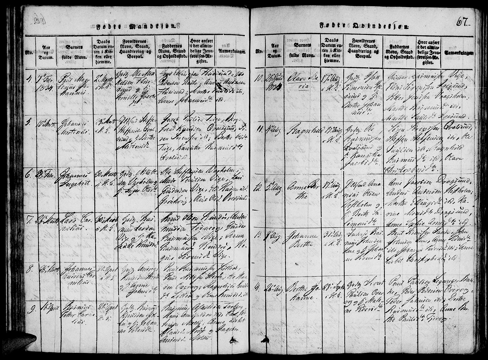 Ministerialprotokoller, klokkerbøker og fødselsregistre - Møre og Romsdal, AV/SAT-A-1454/507/L0069: Parish register (official) no. 507A04, 1816-1841, p. 67