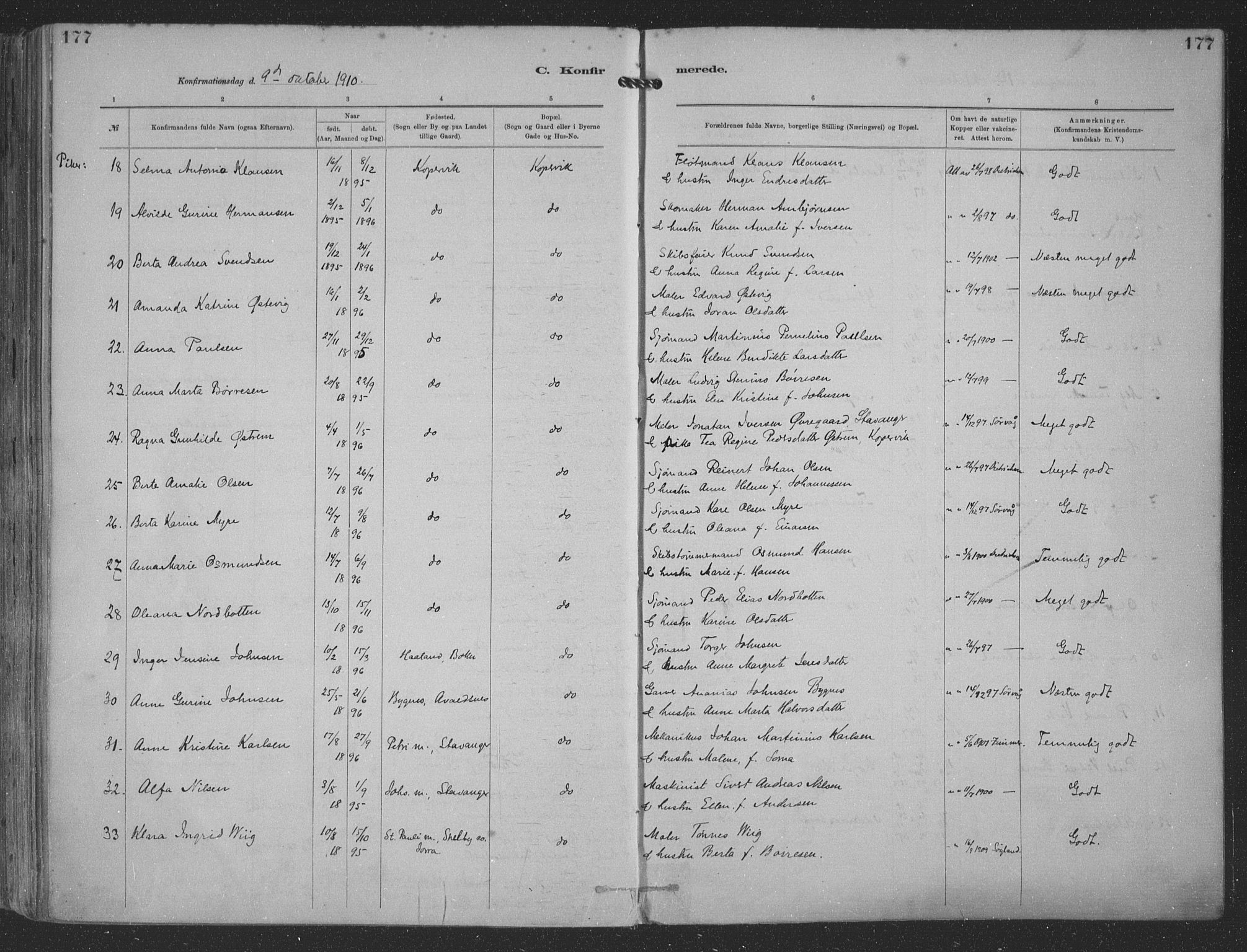 Kopervik sokneprestkontor, SAST/A-101850/H/Ha/Haa/L0001: Parish register (official) no. A 1, 1880-1919, p. 177