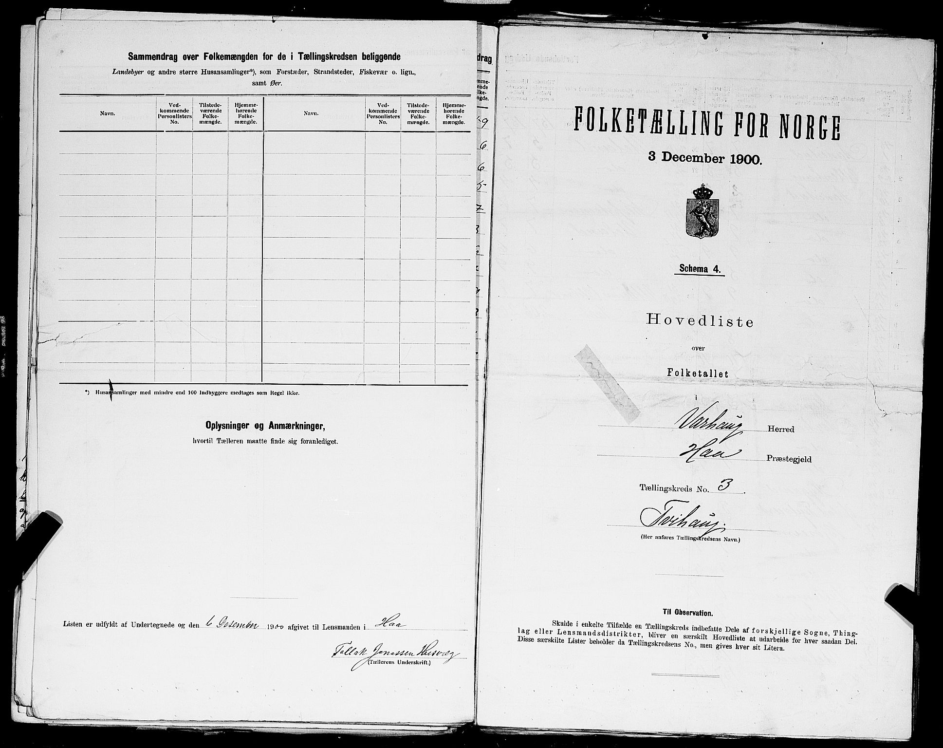 SAST, 1900 census for Varhaug, 1900, p. 16