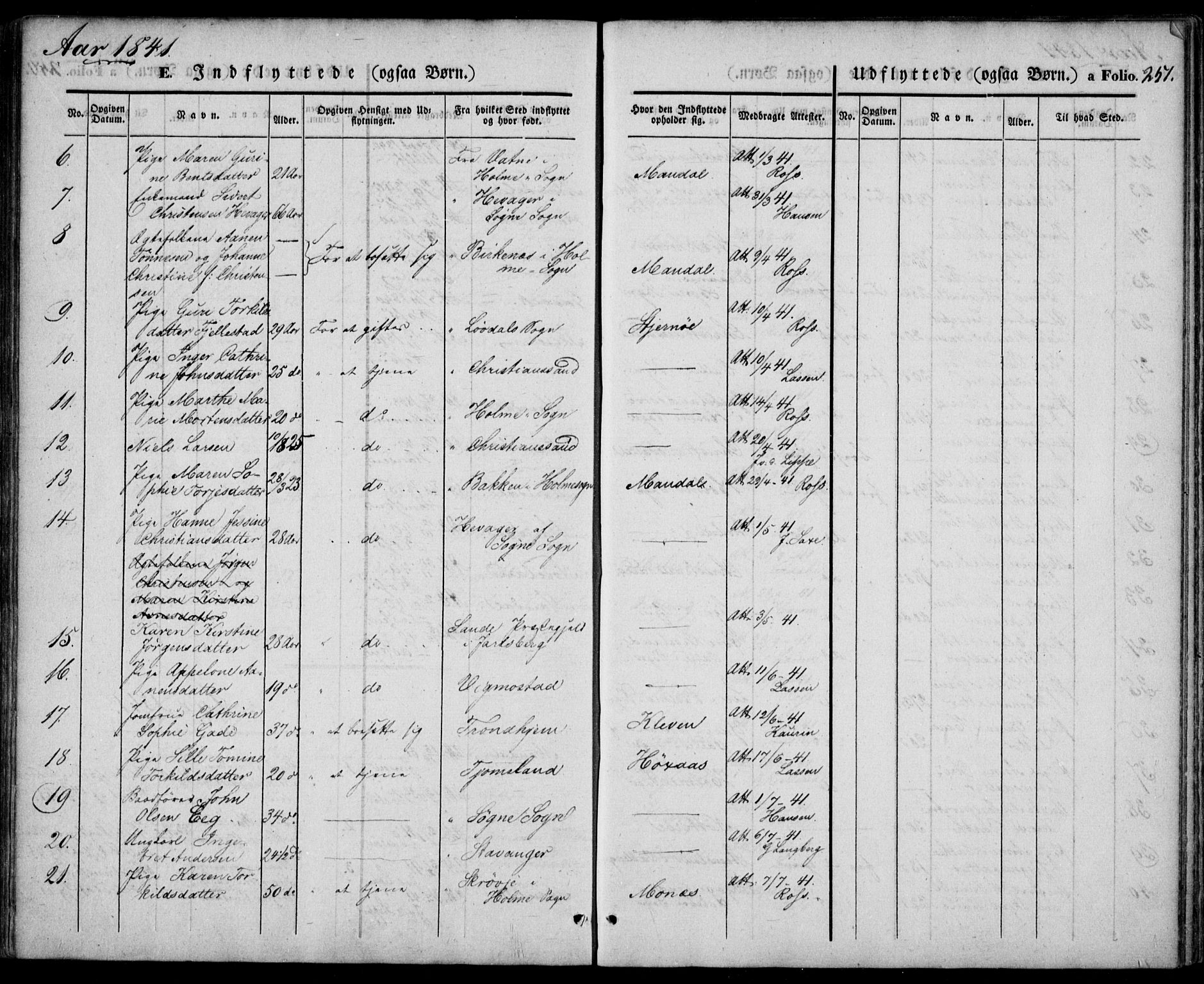 Mandal sokneprestkontor, AV/SAK-1111-0030/F/Fa/Faa/L0012: Parish register (official) no. A 12, 1840-1847, p. 251