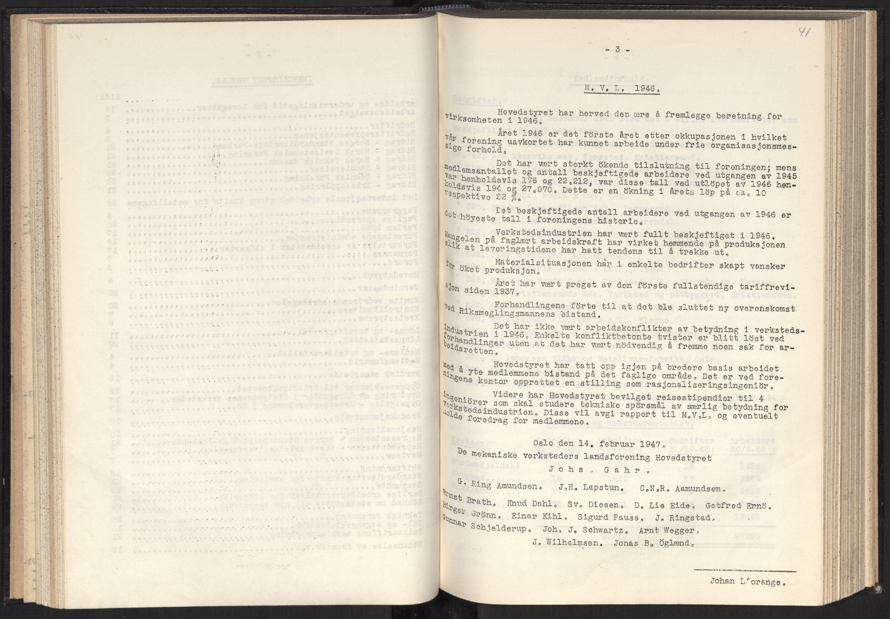 Teknologibedriftenes Landsforening TBL, RA/PA-1700/A/Ad/L0007: Årsberetning med register, 1940-1951, p. 41