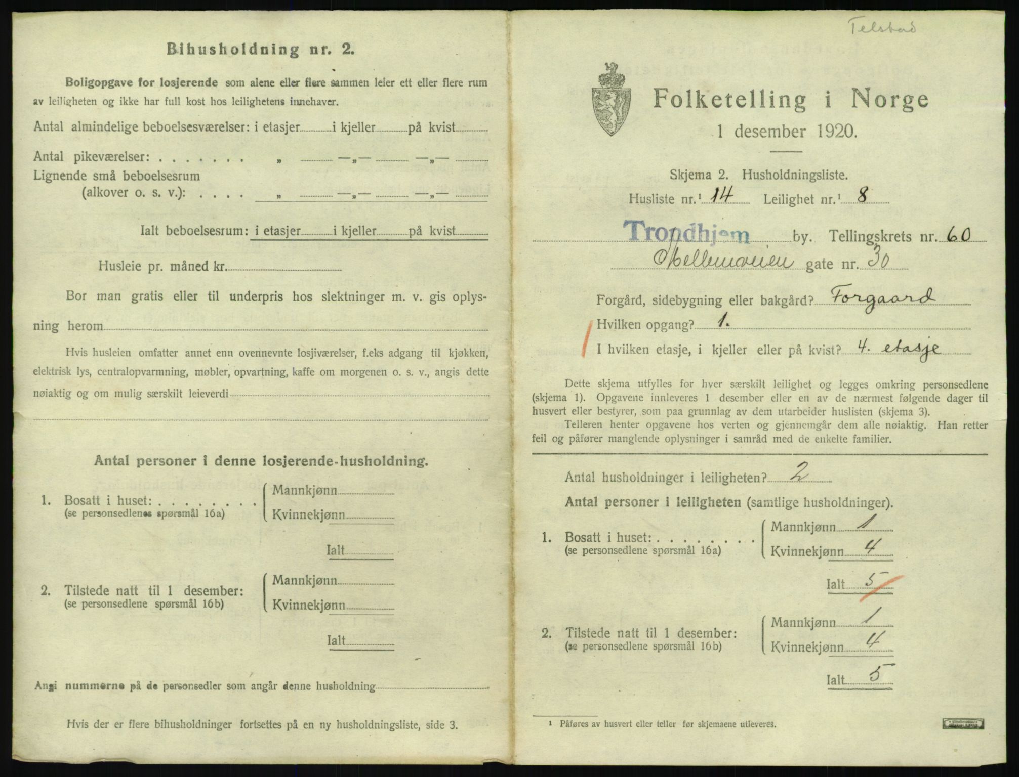 SAT, 1920 census for Trondheim, 1920, p. 27734