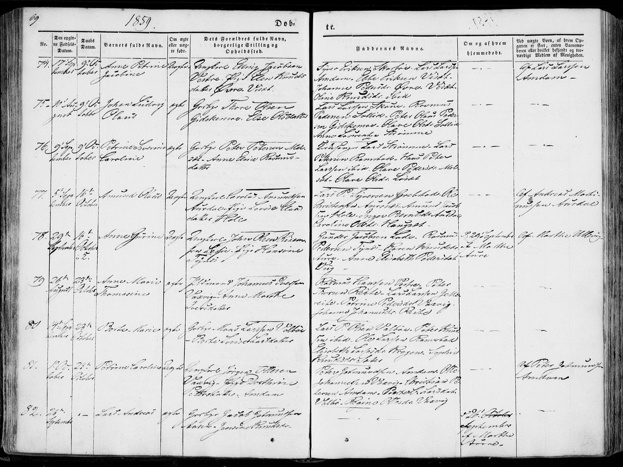 Ministerialprotokoller, klokkerbøker og fødselsregistre - Møre og Romsdal, SAT/A-1454/522/L0313: Parish register (official) no. 522A08, 1852-1862, p. 69