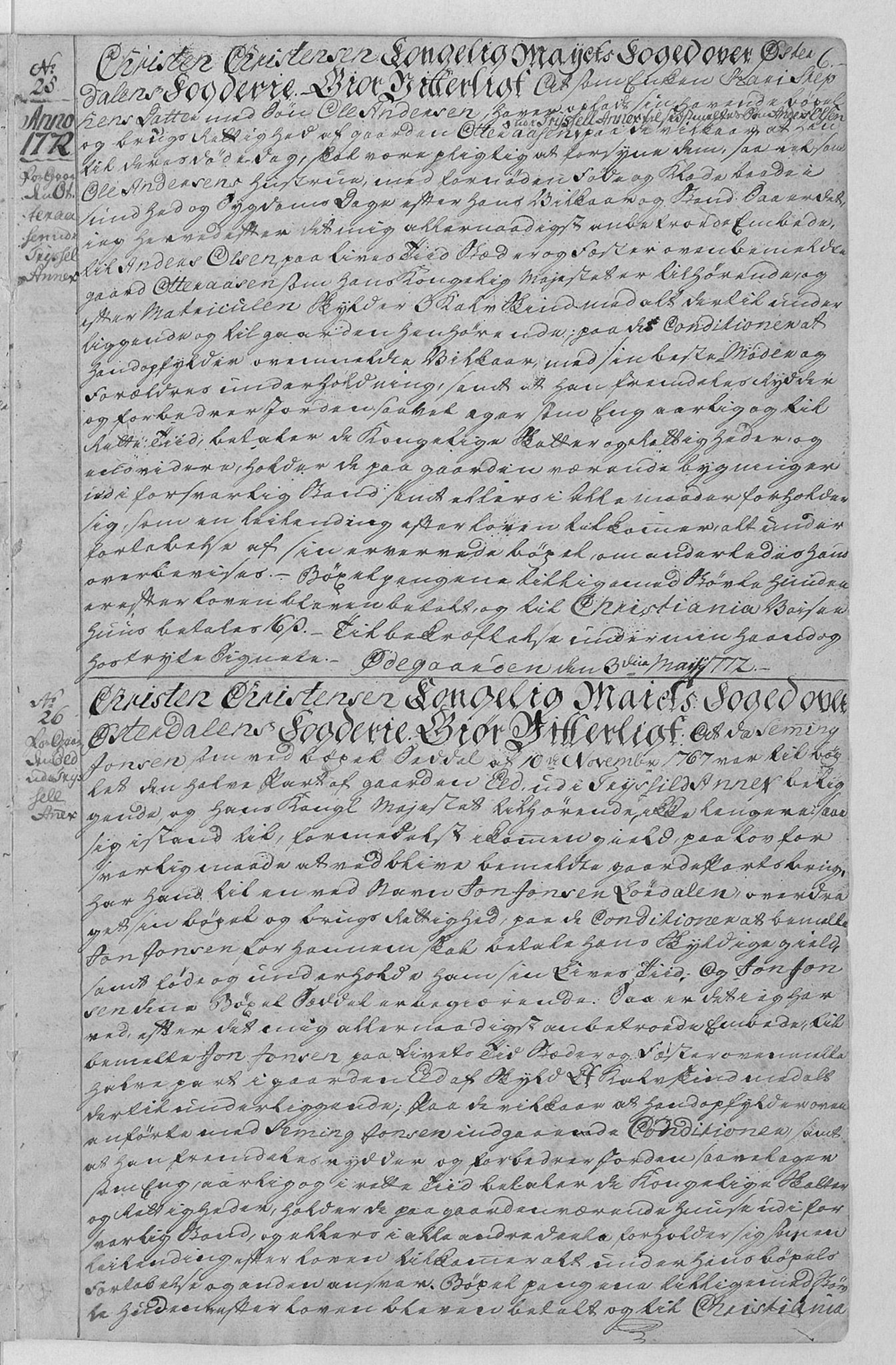 Østerdalen fogderi, AV/SAH-FOGDH-006/F/Fb/L0001: Bygselsprotokoll, 1765-1822, p. 6a