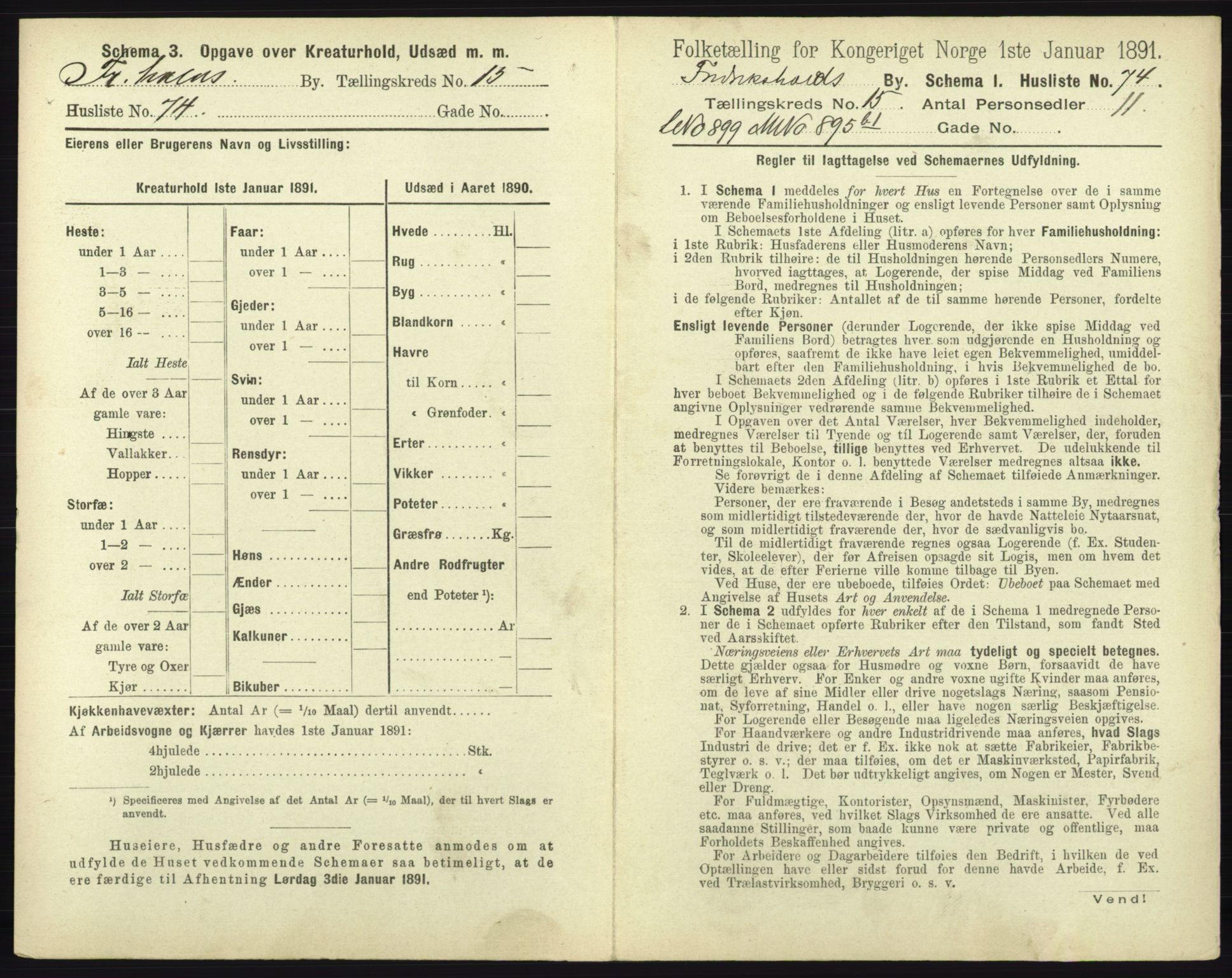 RA, 1891 census for 0101 Fredrikshald, 1891, p. 1460