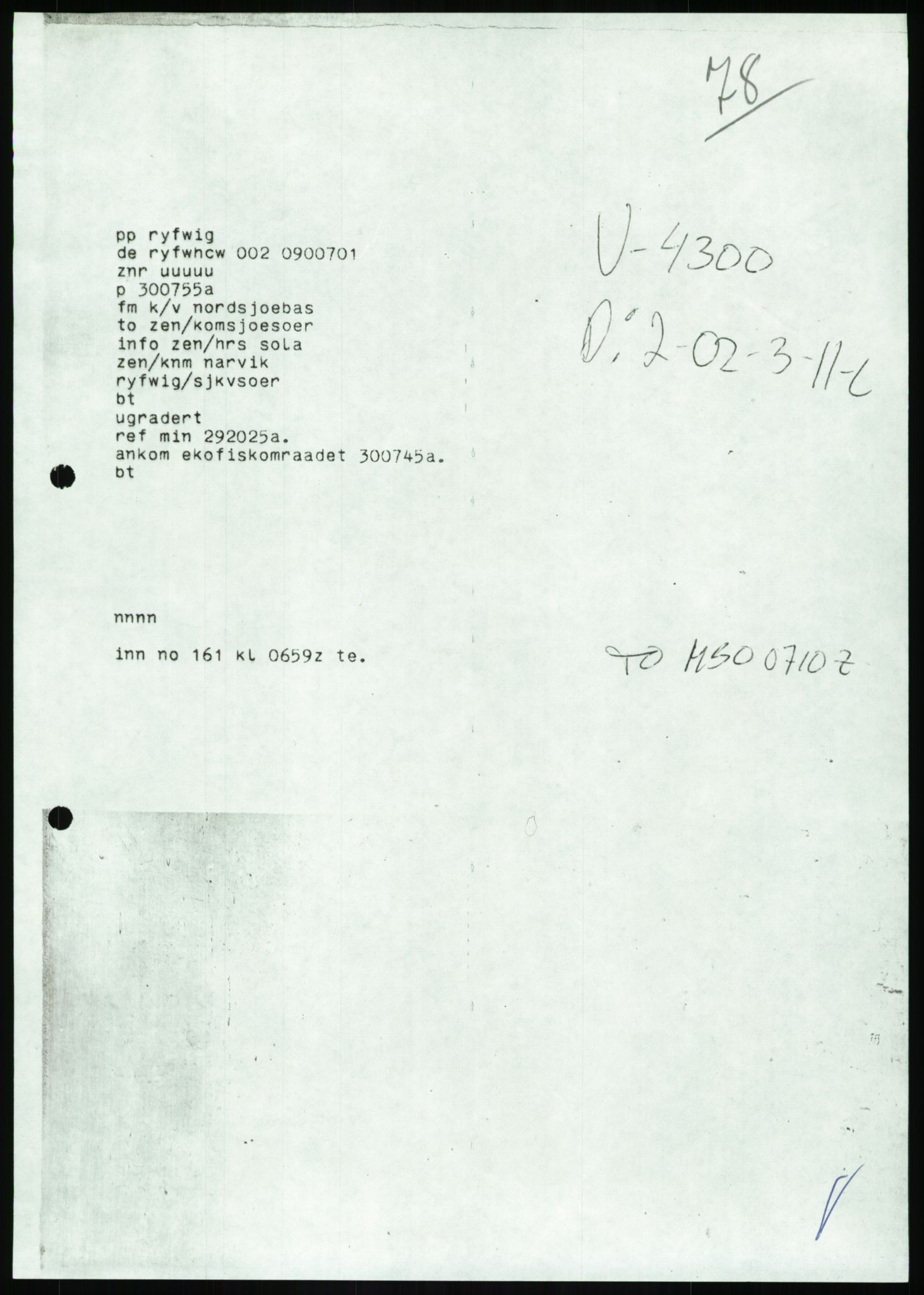 Justisdepartementet, Granskningskommisjonen ved Alexander Kielland-ulykken 27.3.1980, AV/RA-S-1165/D/L0017: P Hjelpefartøy (Doku.liste + P1-P6 av 6)/Q Hovedredningssentralen (Q0-Q27 av 27), 1980-1981, p. 227