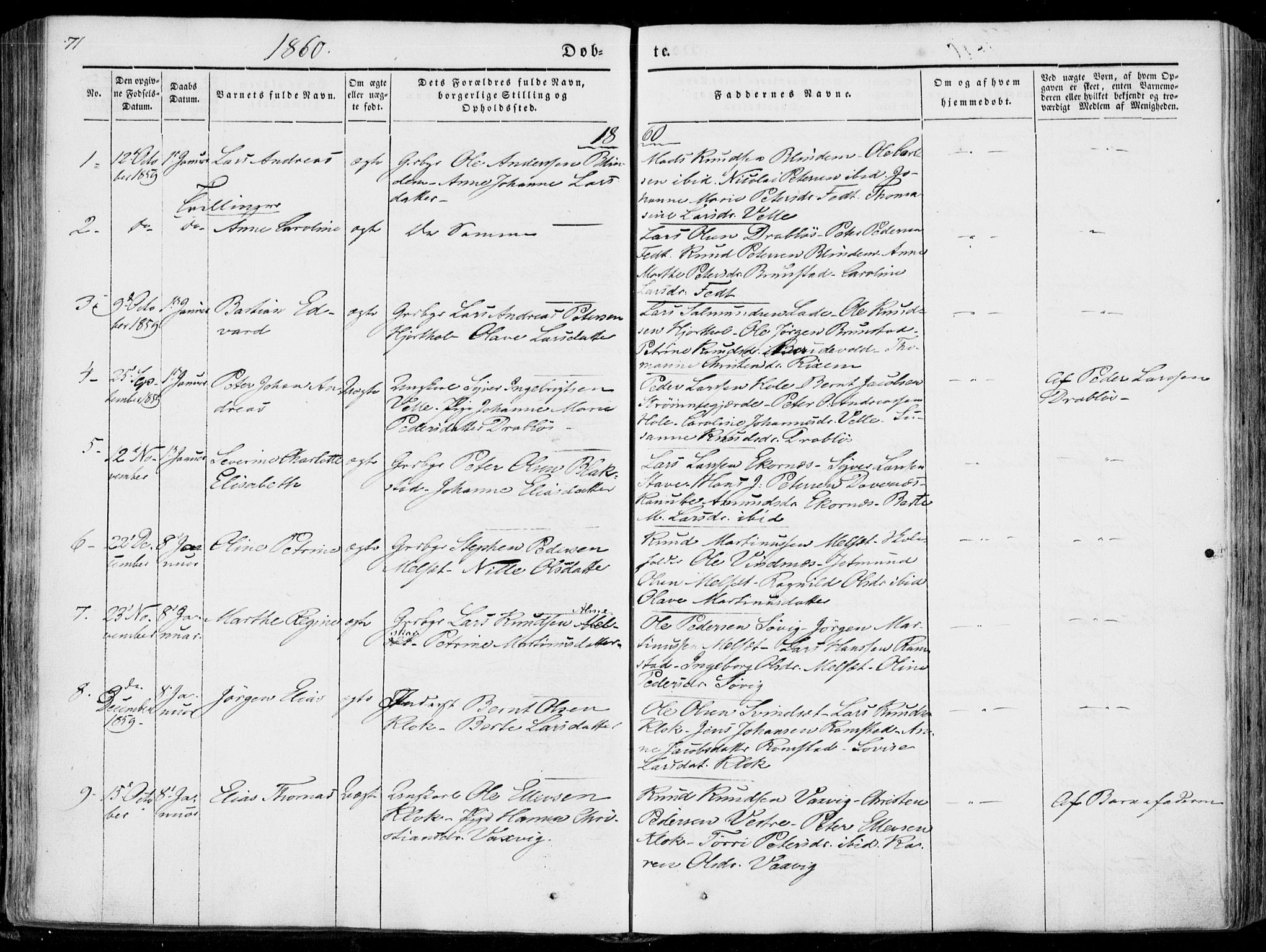 Ministerialprotokoller, klokkerbøker og fødselsregistre - Møre og Romsdal, SAT/A-1454/522/L0313: Parish register (official) no. 522A08, 1852-1862, p. 71