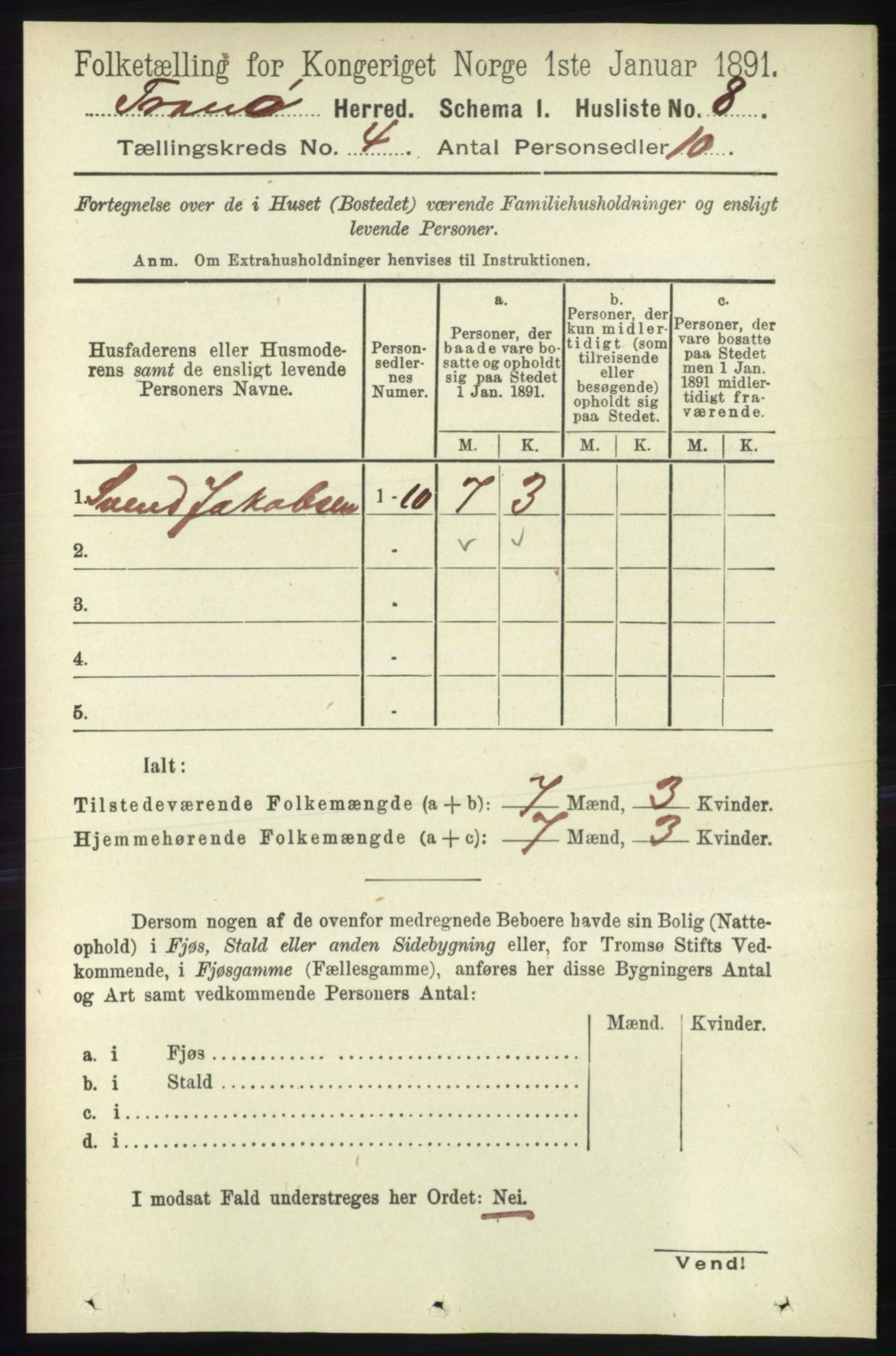 RA, 1891 census for 1927 Tranøy, 1891, p. 1391