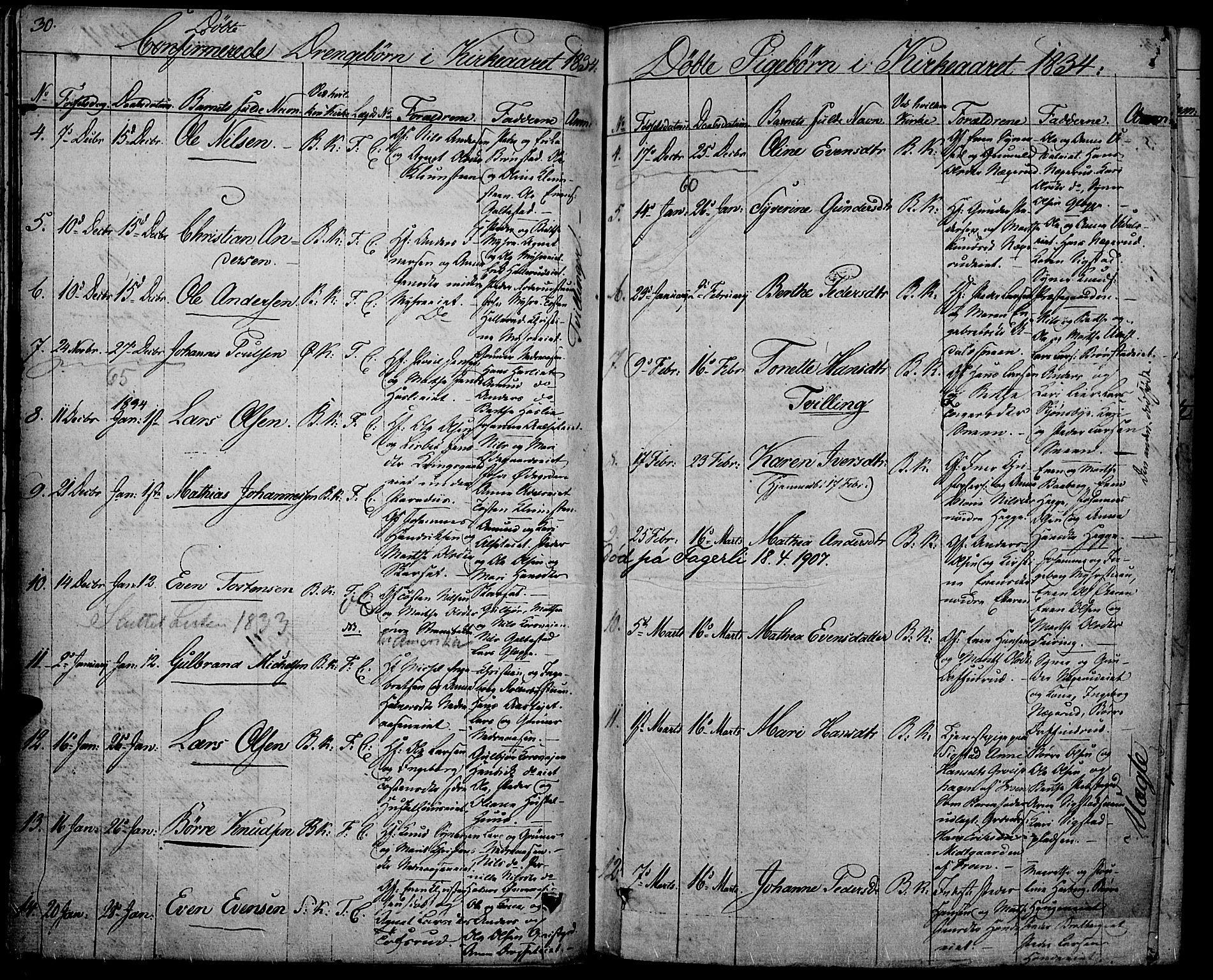 Biri prestekontor, SAH/PREST-096/H/Ha/Haa/L0004: Parish register (official) no. 4, 1829-1842, p. 30