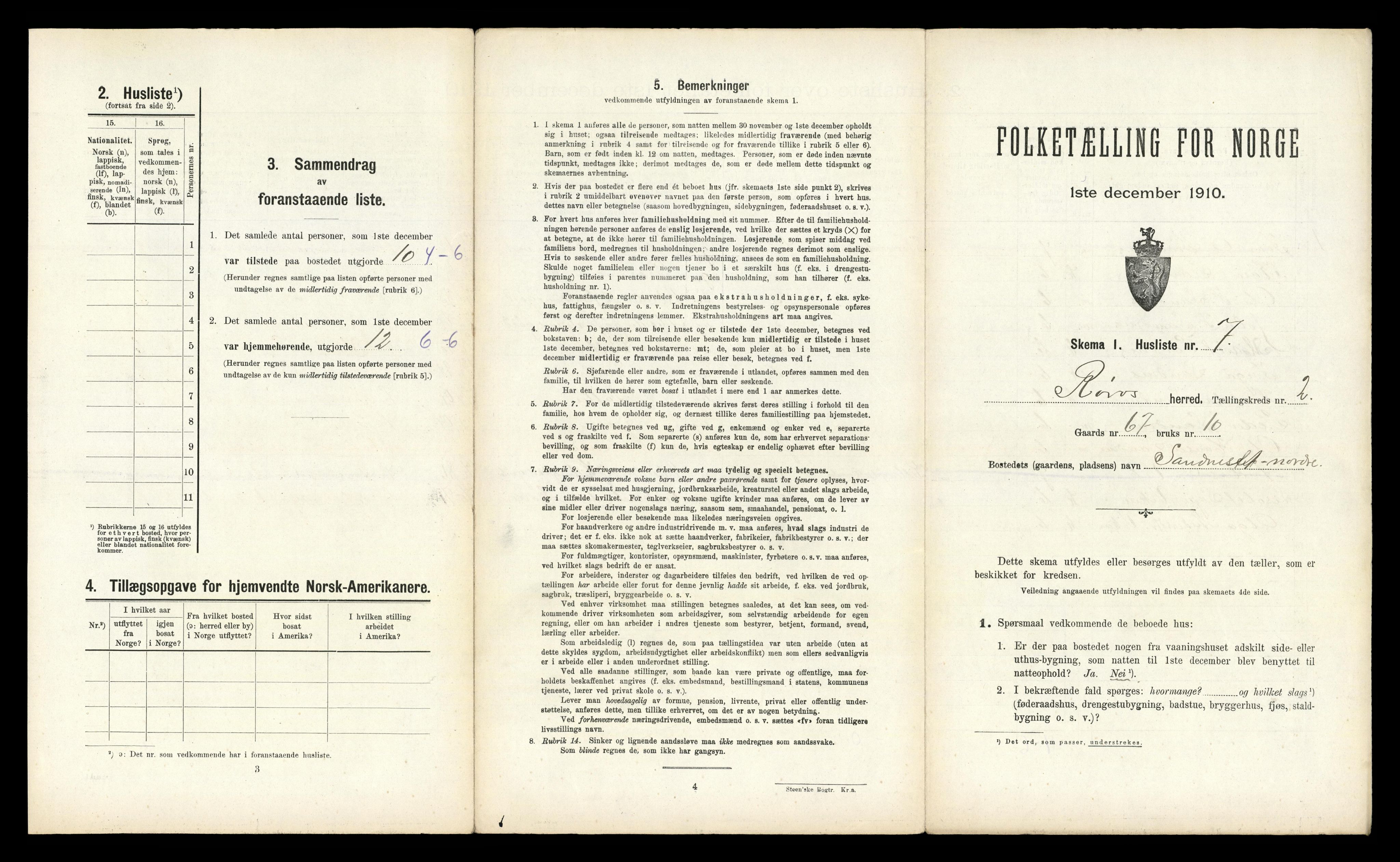 RA, 1910 census for Røros, 1910, p. 213