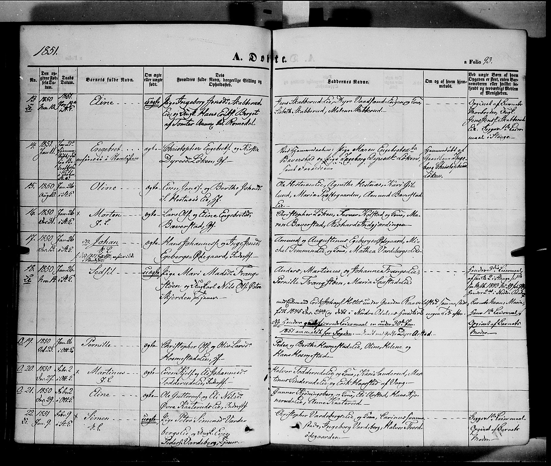 Stange prestekontor, AV/SAH-PREST-002/K/L0011: Parish register (official) no. 11, 1846-1852, p. 93