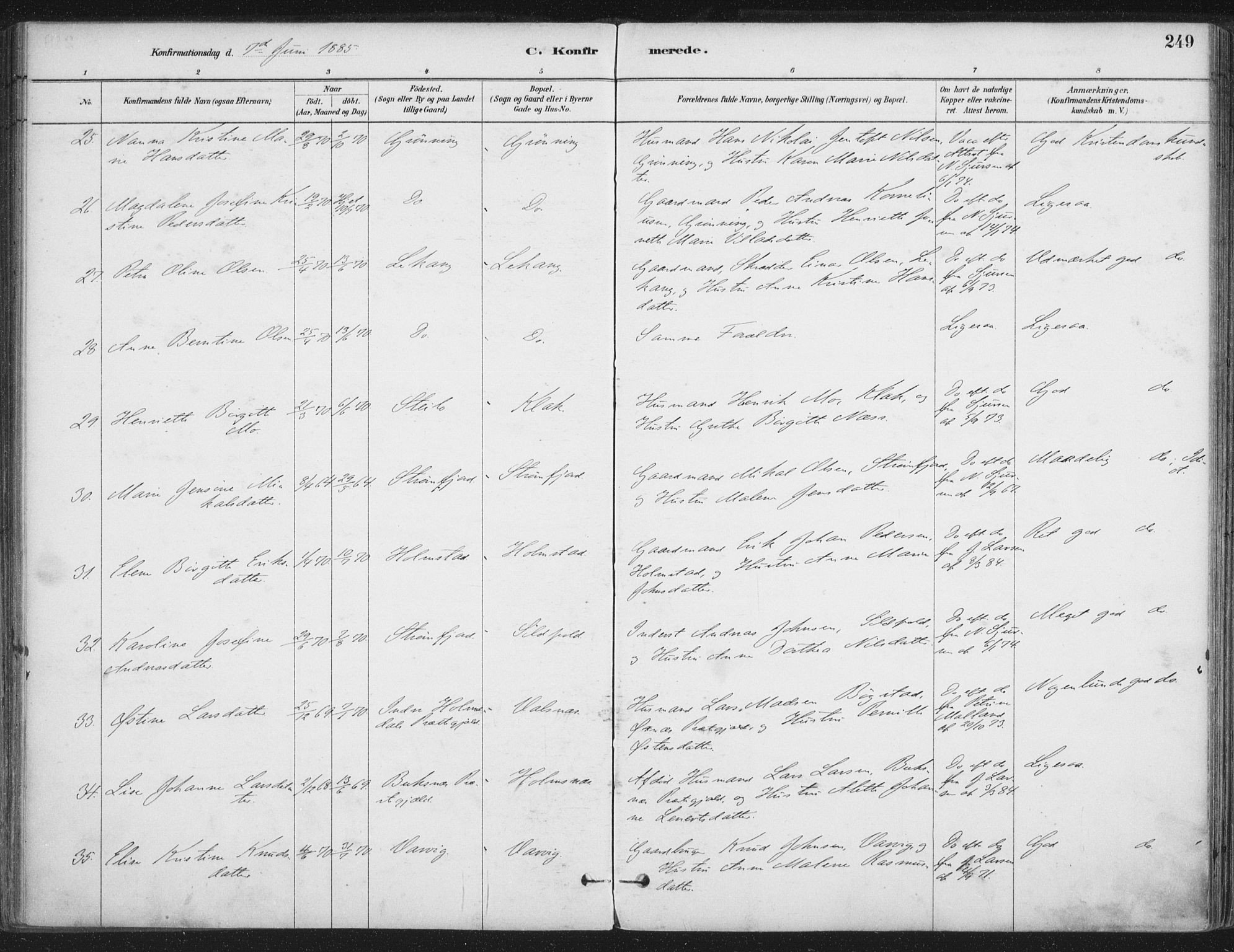 Ministerialprotokoller, klokkerbøker og fødselsregistre - Nordland, AV/SAT-A-1459/888/L1244: Parish register (official) no. 888A10, 1880-1890, p. 249