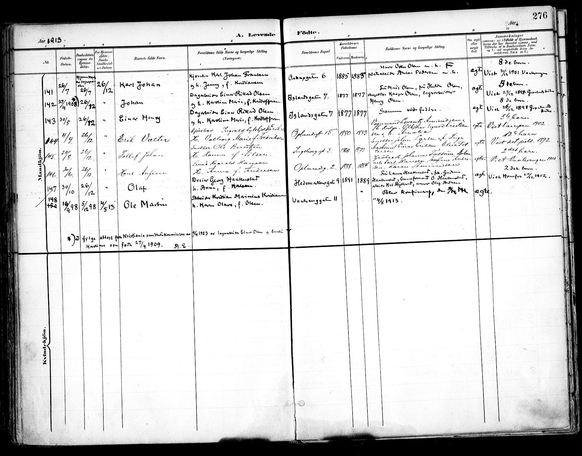 Vålerengen prestekontor Kirkebøker, AV/SAO-A-10878/F/Fa/L0001: Parish register (official) no. 1, 1899-1915, p. 276