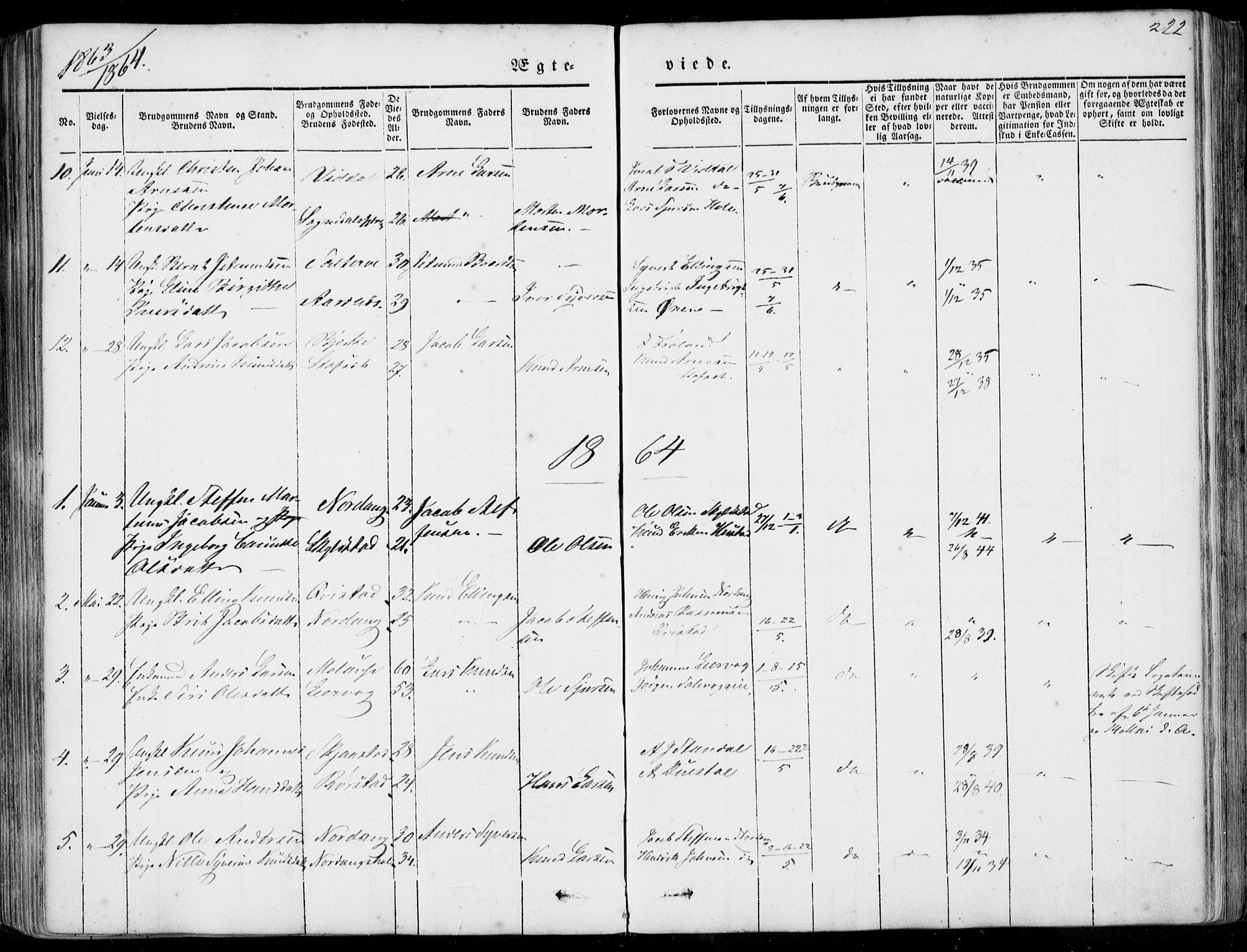 Ministerialprotokoller, klokkerbøker og fødselsregistre - Møre og Romsdal, AV/SAT-A-1454/515/L0209: Parish register (official) no. 515A05, 1847-1868, p. 222