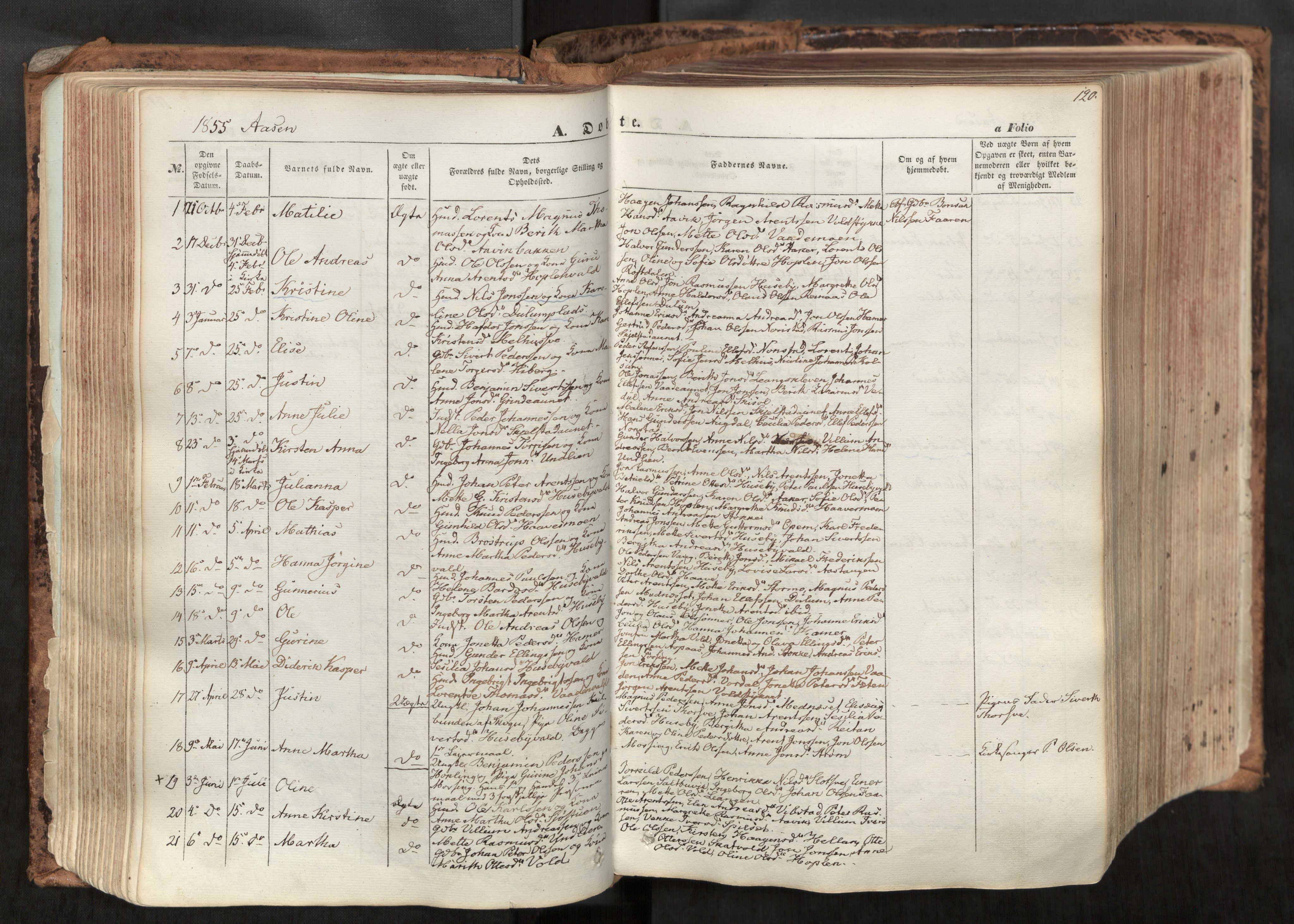 Ministerialprotokoller, klokkerbøker og fødselsregistre - Nord-Trøndelag, SAT/A-1458/713/L0116: Parish register (official) no. 713A07, 1850-1877, p. 120