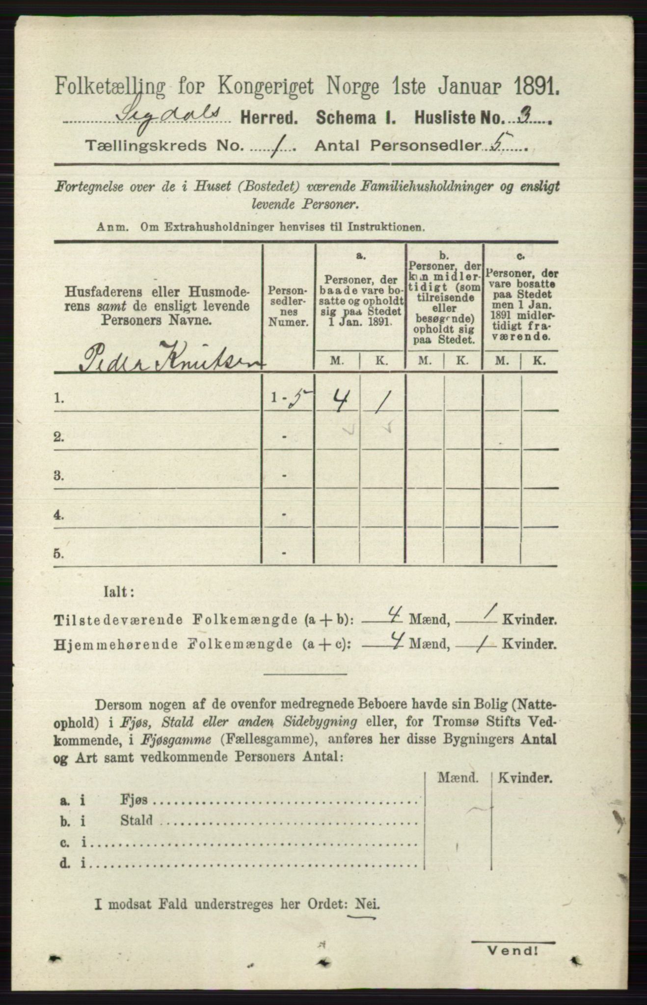 RA, 1891 census for 0621 Sigdal, 1891, p. 56