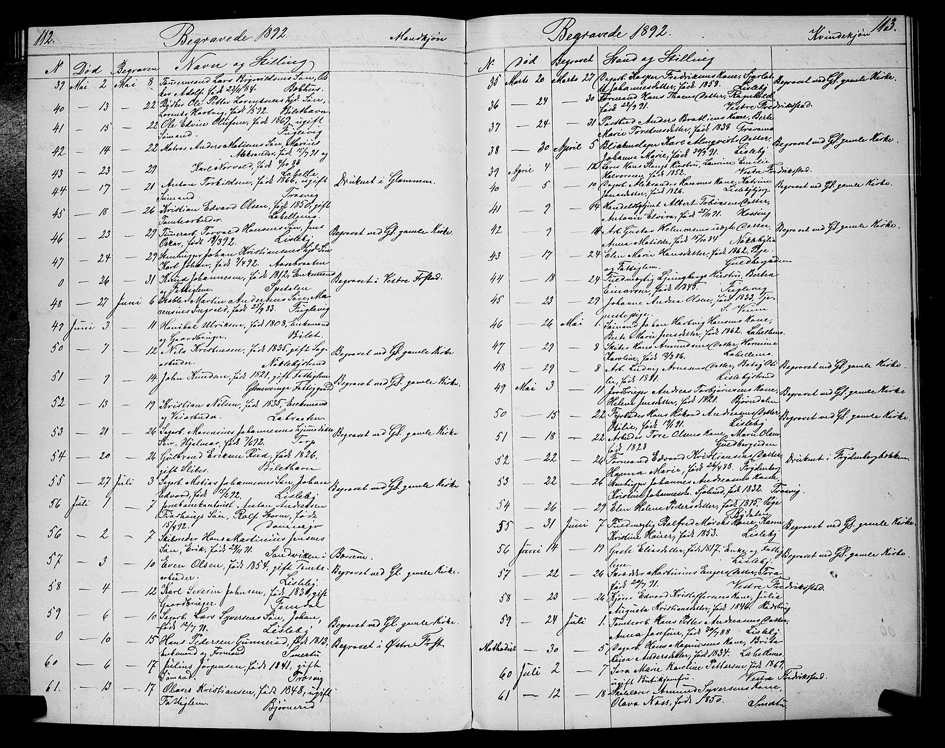 Glemmen prestekontor Kirkebøker, AV/SAO-A-10908/G/Ga/L0005: Parish register (copy) no. 5, 1876-1893, p. 112-113