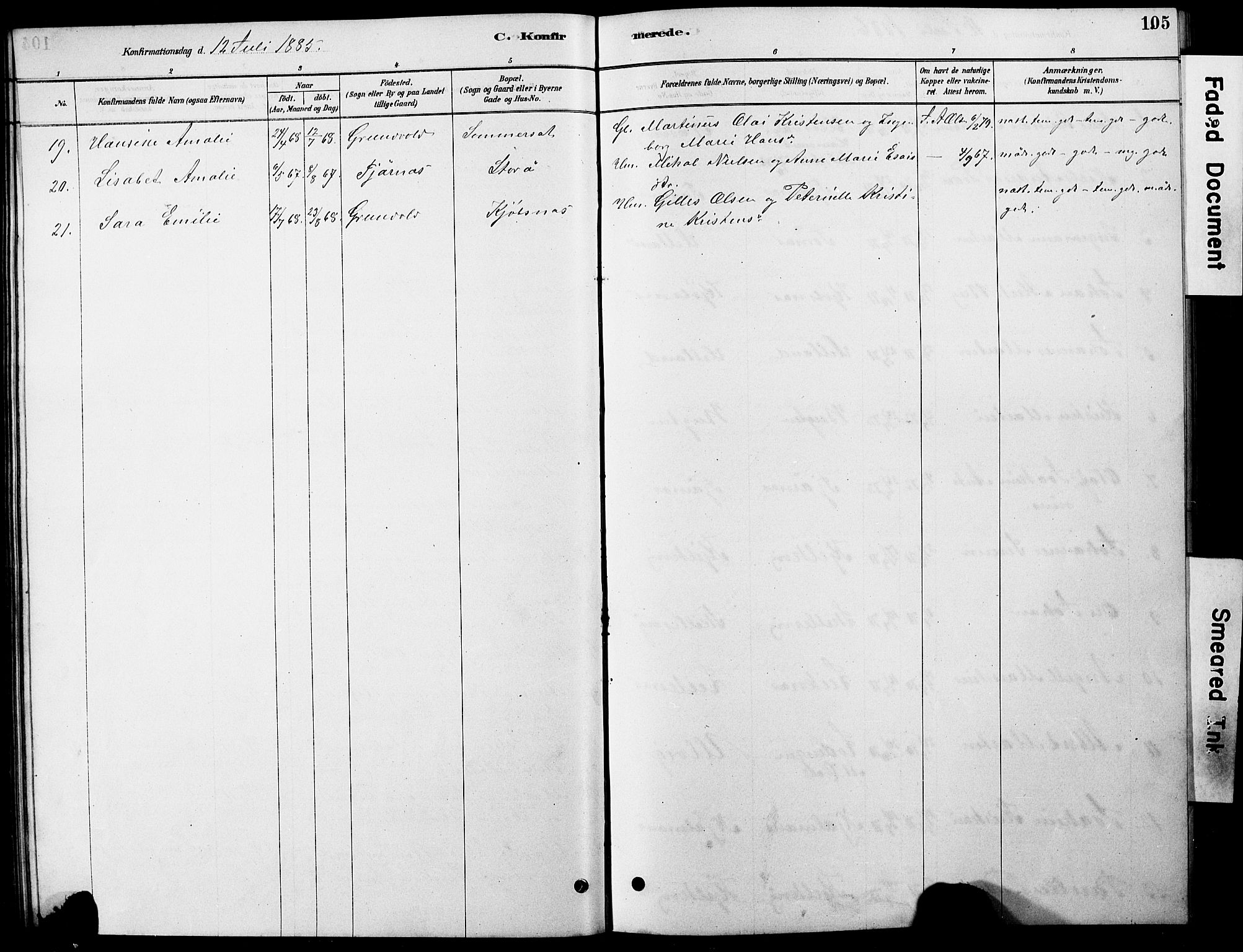 Ministerialprotokoller, klokkerbøker og fødselsregistre - Nordland, AV/SAT-A-1459/861/L0875: Parish register (copy) no. 861C01, 1879-1887, p. 105