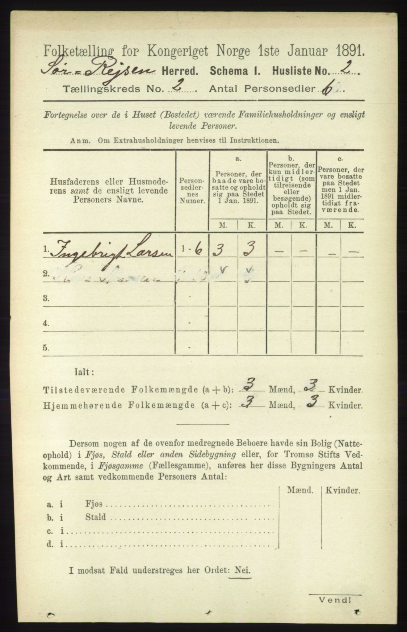 RA, 1891 census for 1925 Sørreisa, 1891, p. 340