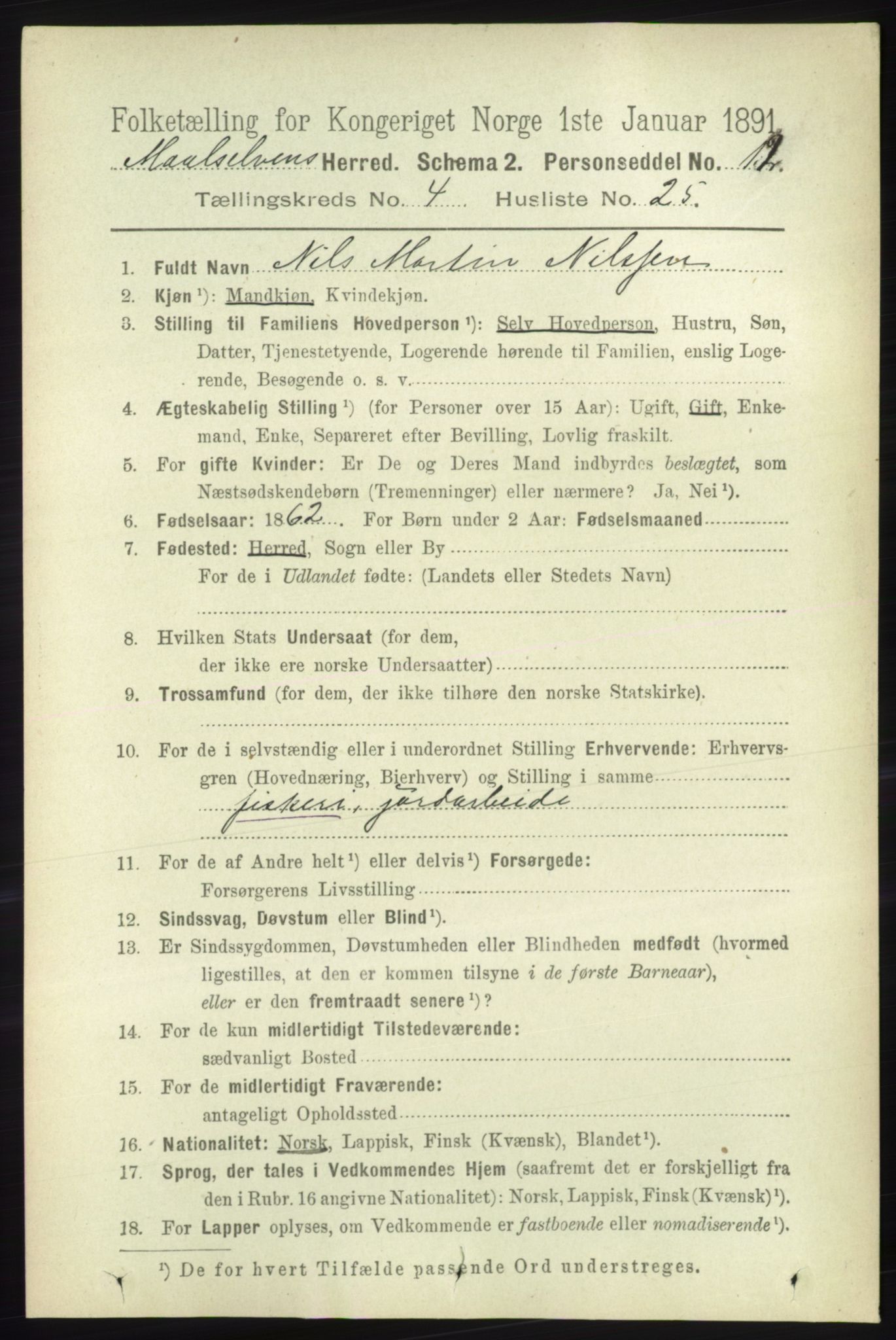 RA, 1891 census for 1924 Målselv, 1891, p. 1264