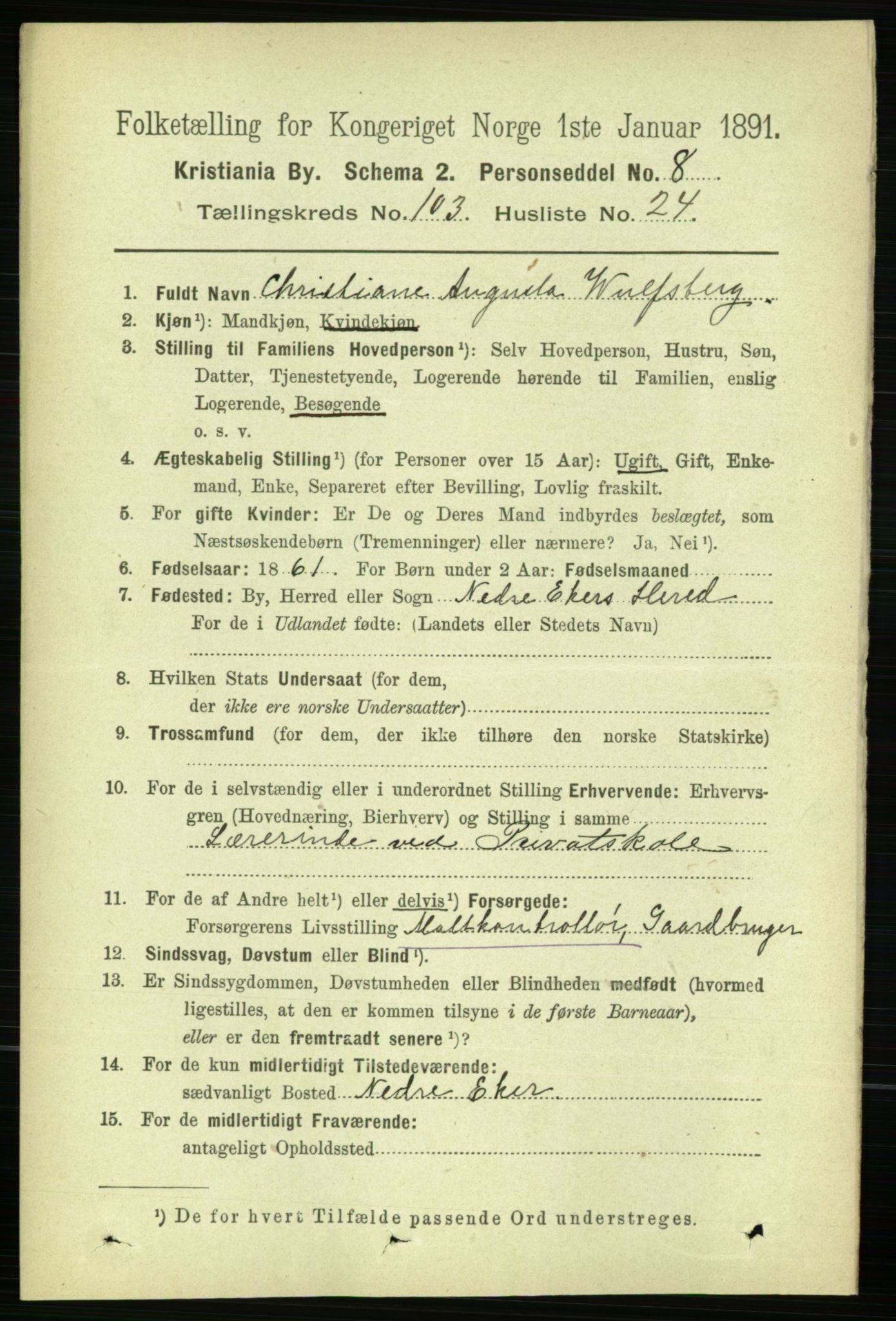 RA, 1891 census for 0301 Kristiania, 1891, p. 51720