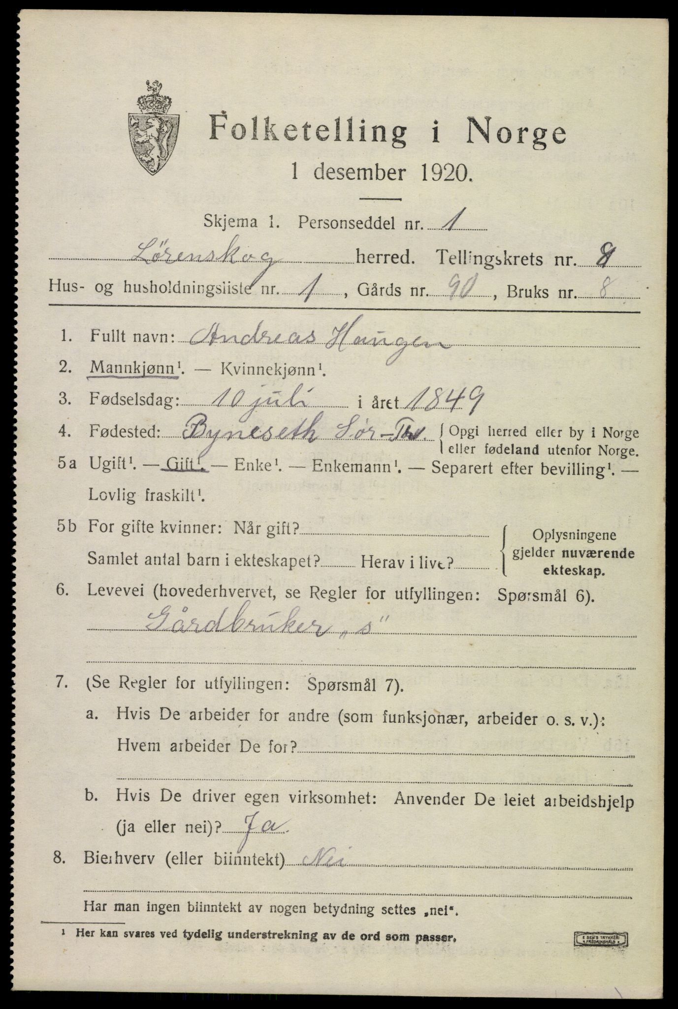 SAO, 1920 census for Lørenskog, 1920, p. 6272