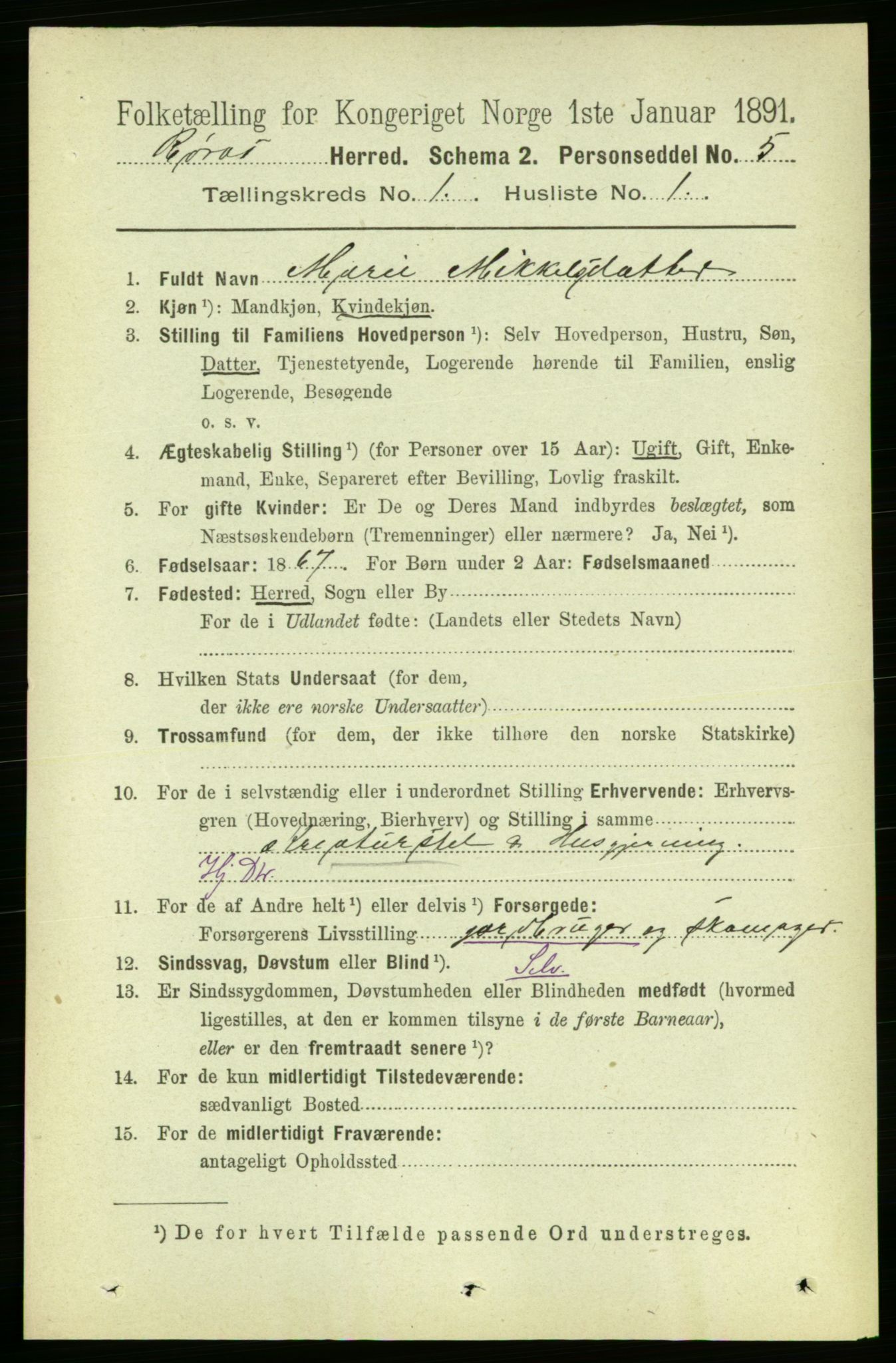 RA, 1891 census for 1640 Røros, 1891, p. 72