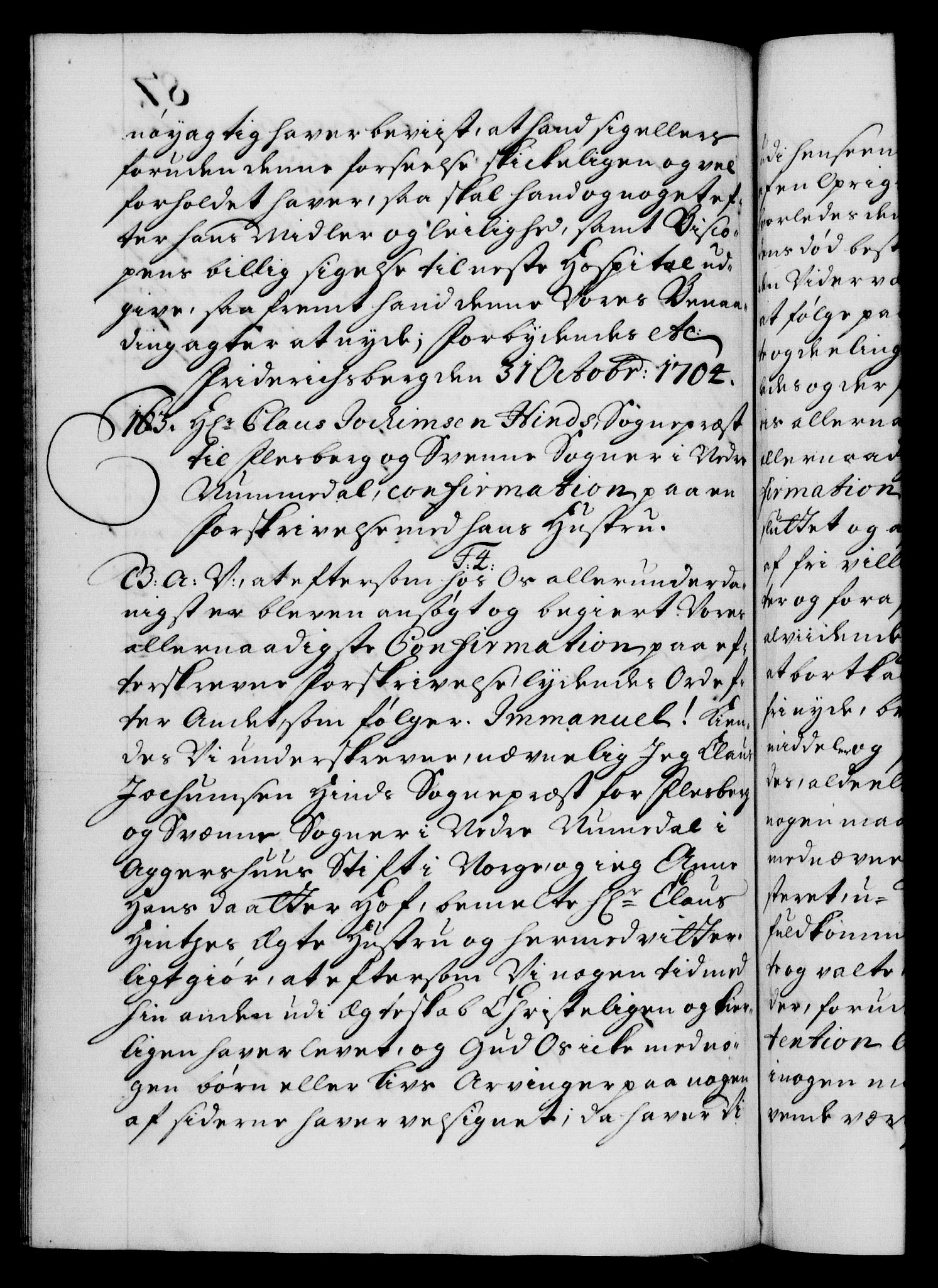 Danske Kanselli 1572-1799, AV/RA-EA-3023/F/Fc/Fca/Fcaa/L0019: Norske registre, 1704-1707, p. 87b