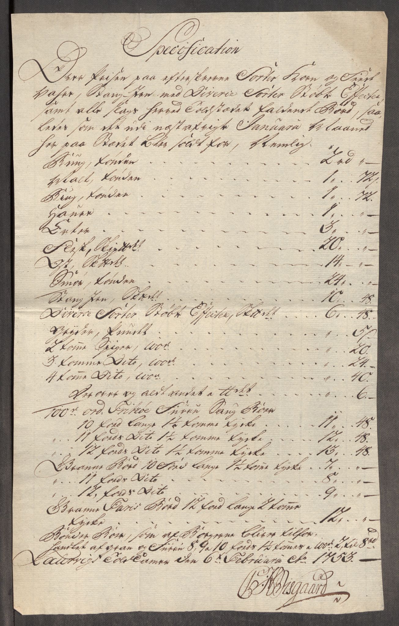 Rentekammeret inntil 1814, Realistisk ordnet avdeling, AV/RA-EA-4070/Oe/L0005: [Ø1]: Priskuranter, 1753-1757, p. 94