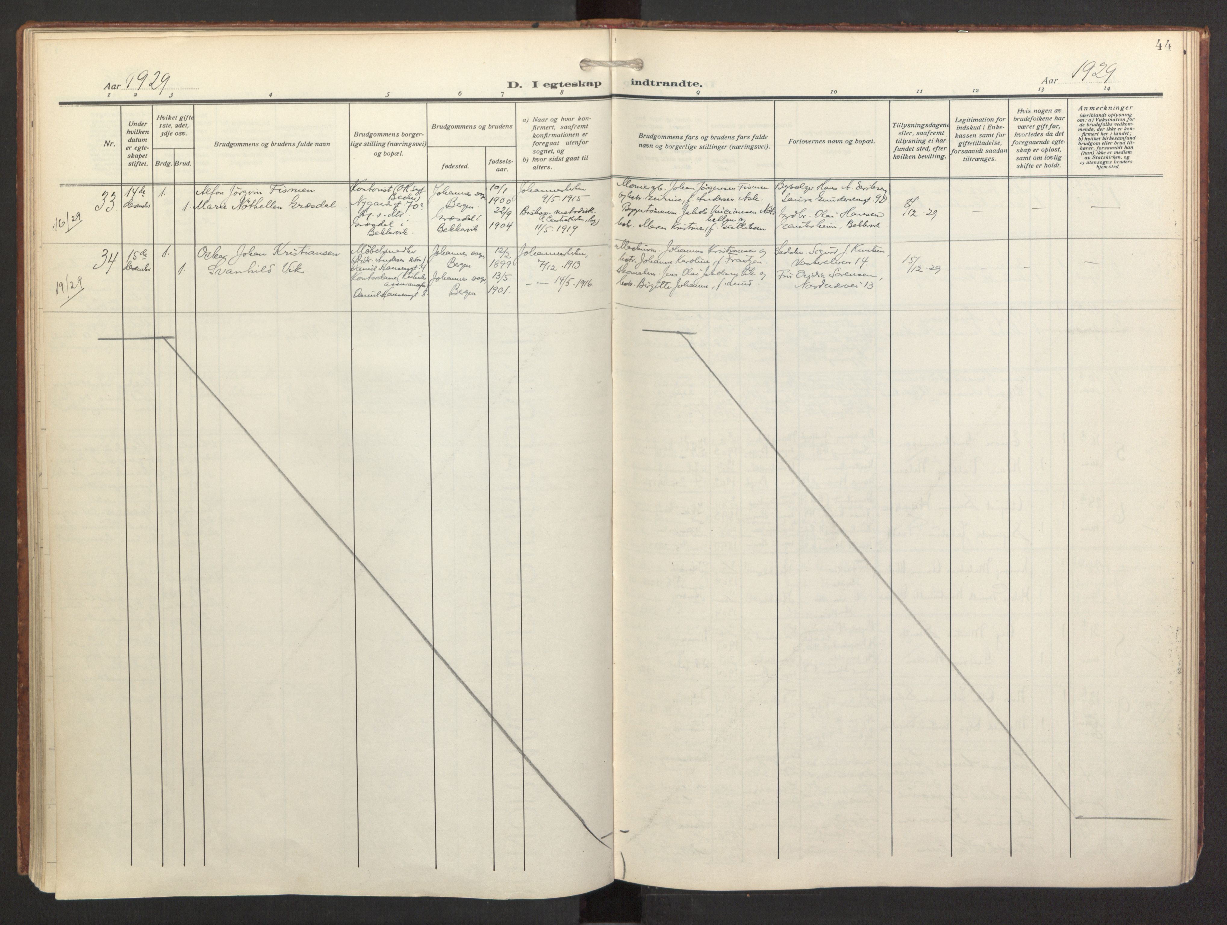 St. Jacob sokneprestembete, AV/SAB-A-78001/H/Haa/L0005: Parish register (official) no. C 1, 1917-1951, p. 44