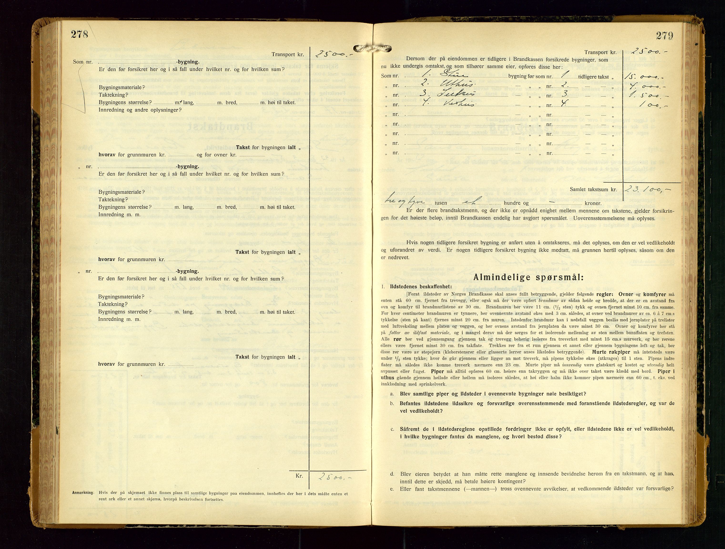 Sauda lensmannskontor, SAST/A-100177/Gob/L0003: Branntakstprotokoll - skjematakst, 1928-1936, p. 278-279