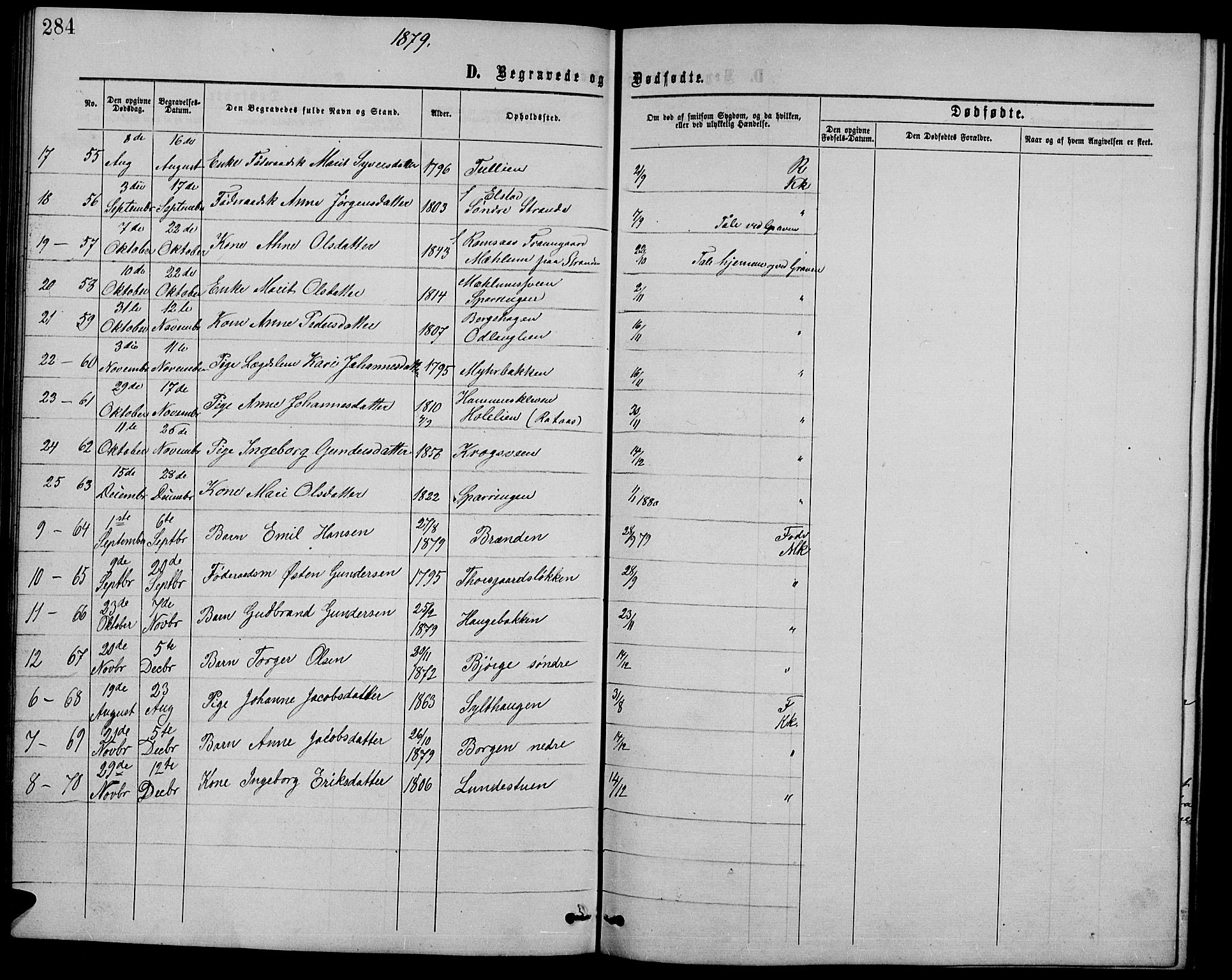 Ringebu prestekontor, AV/SAH-PREST-082/H/Ha/Hab/L0004: Parish register (copy) no. 4, 1867-1879, p. 284