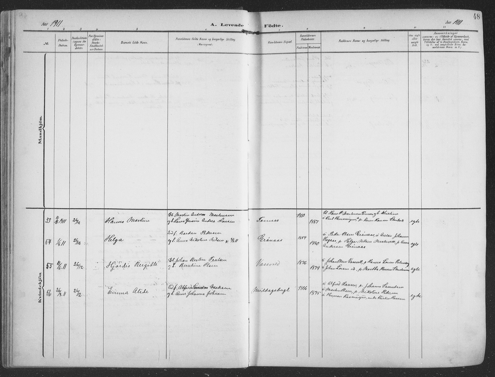 Balsfjord sokneprestembete, SATØ/S-1303/G/Ga/L0009klokker: Parish register (copy) no. 9, 1906-1920, p. 48