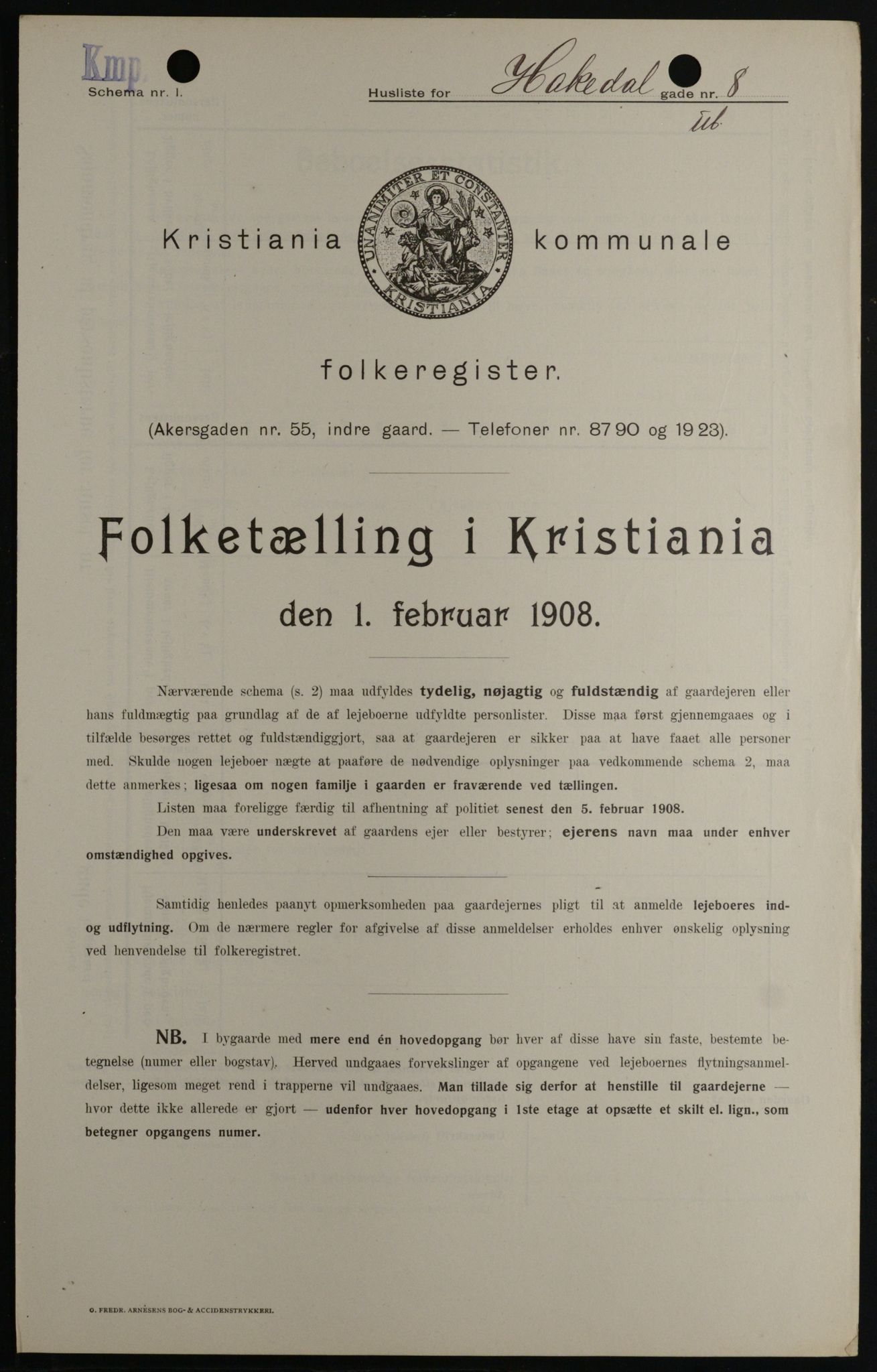 OBA, Municipal Census 1908 for Kristiania, 1908, p. 30745