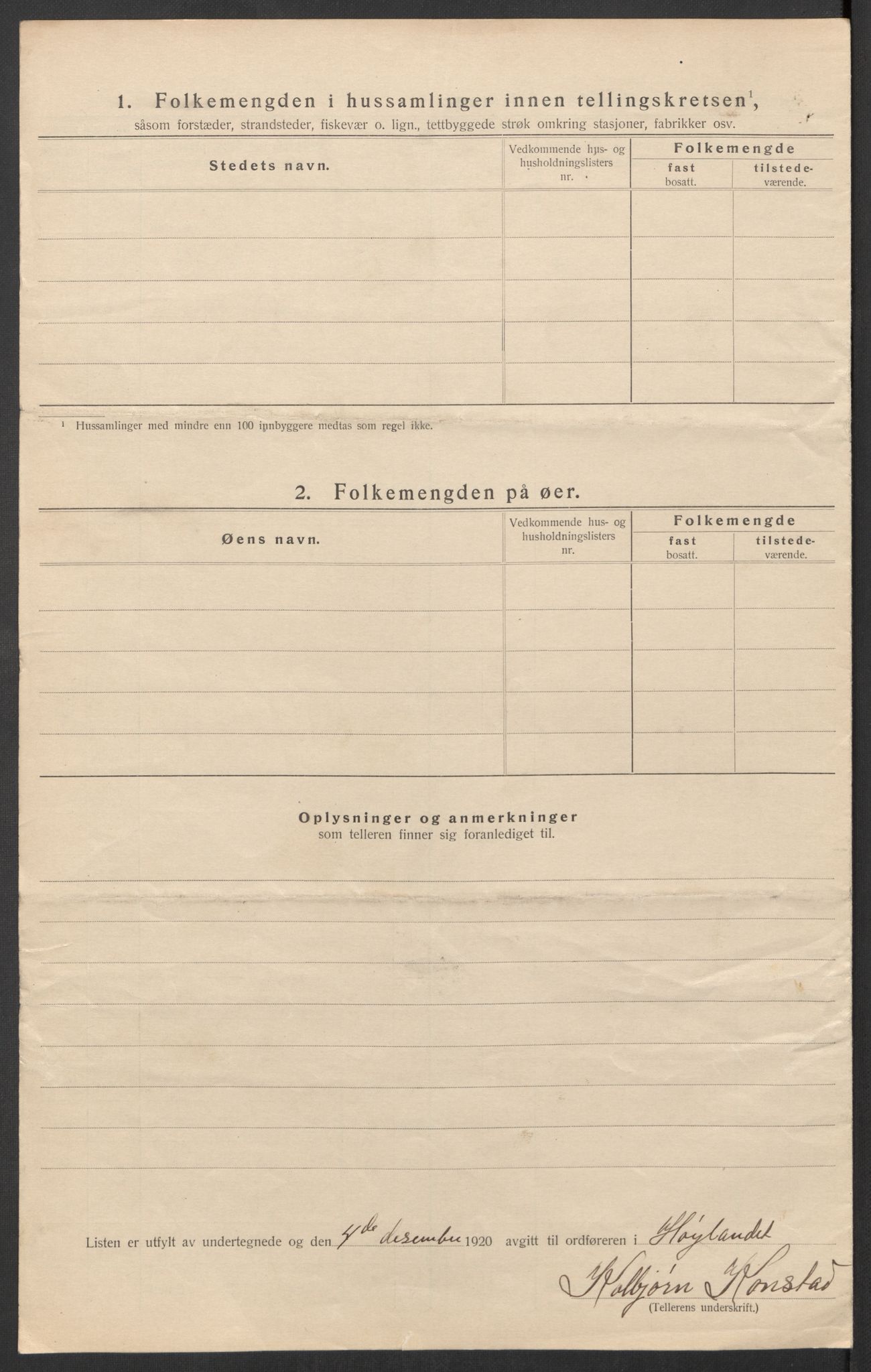 SAT, 1920 census for Hølonda, 1920, p. 20