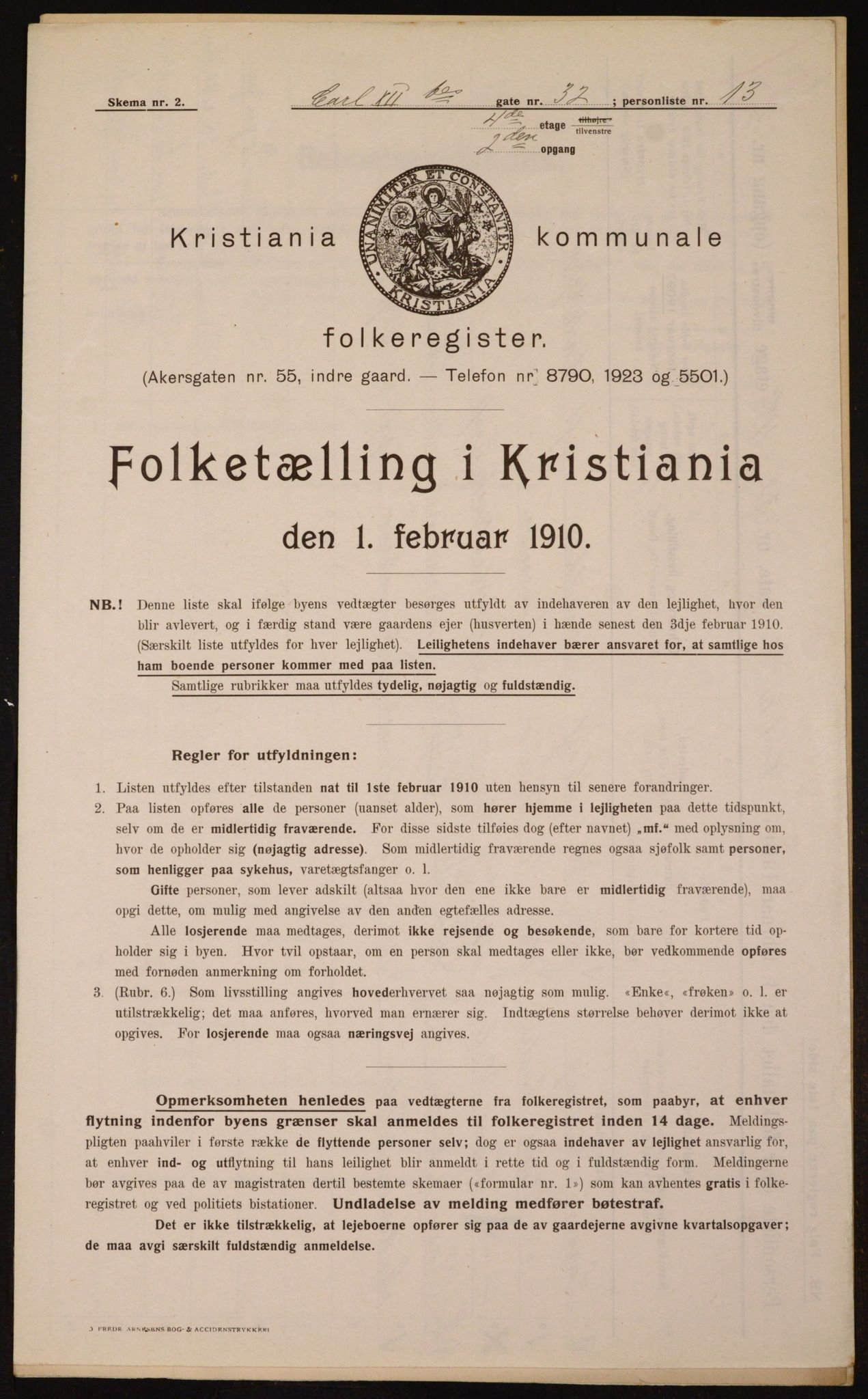 OBA, Municipal Census 1910 for Kristiania, 1910, p. 47262