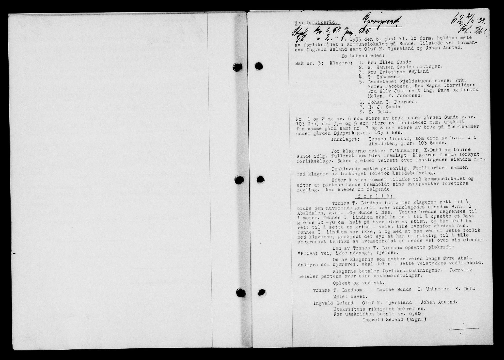 Flekkefjord sorenskriveri, SAK/1221-0001/G/Gb/Gba/L0049: Mortgage book no. 46, 1933-1934, Deed date: 21.11.1933