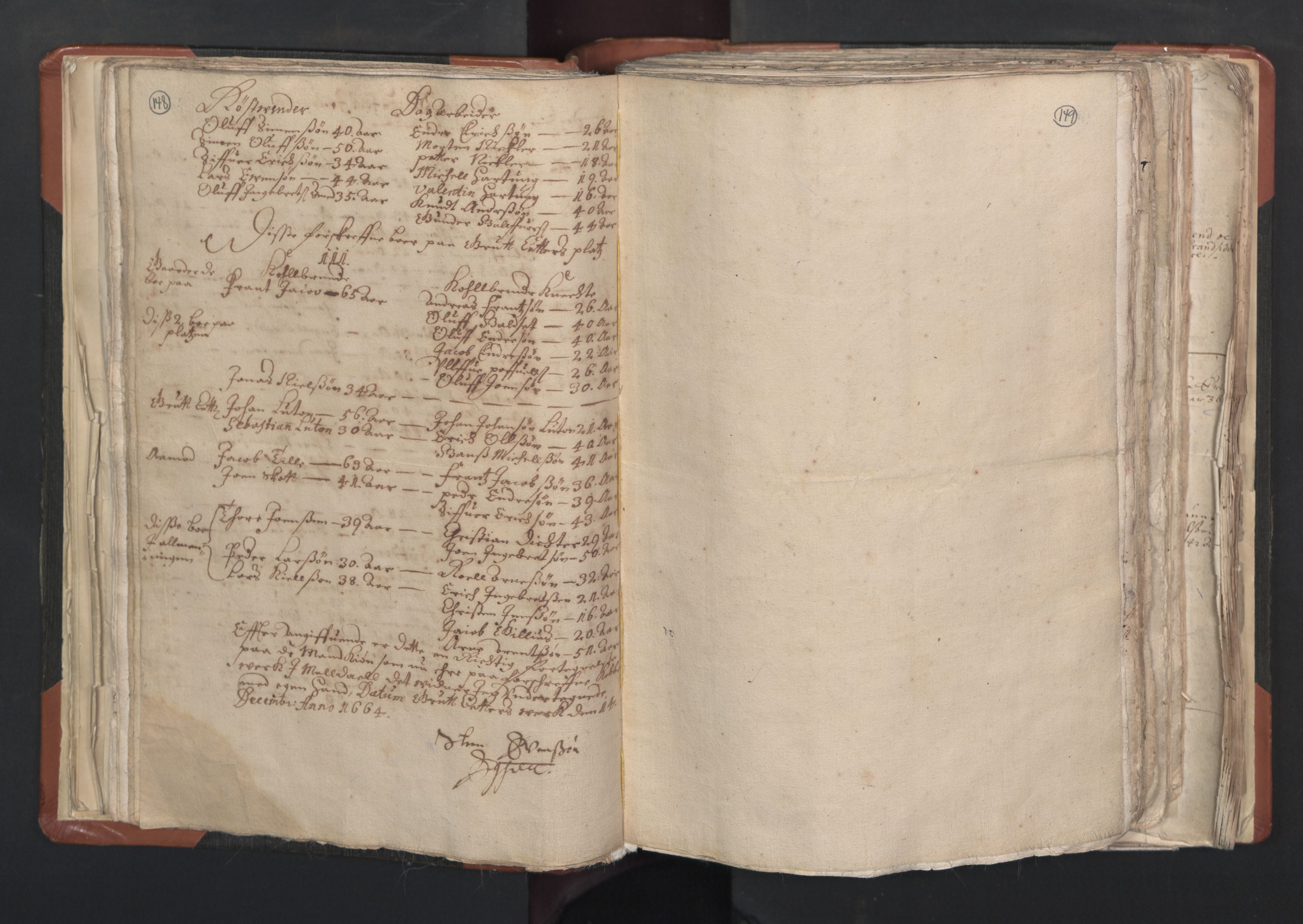 RA, Vicar's Census 1664-1666, no. 31: Dalane deanery, 1664-1666, p. 148-149