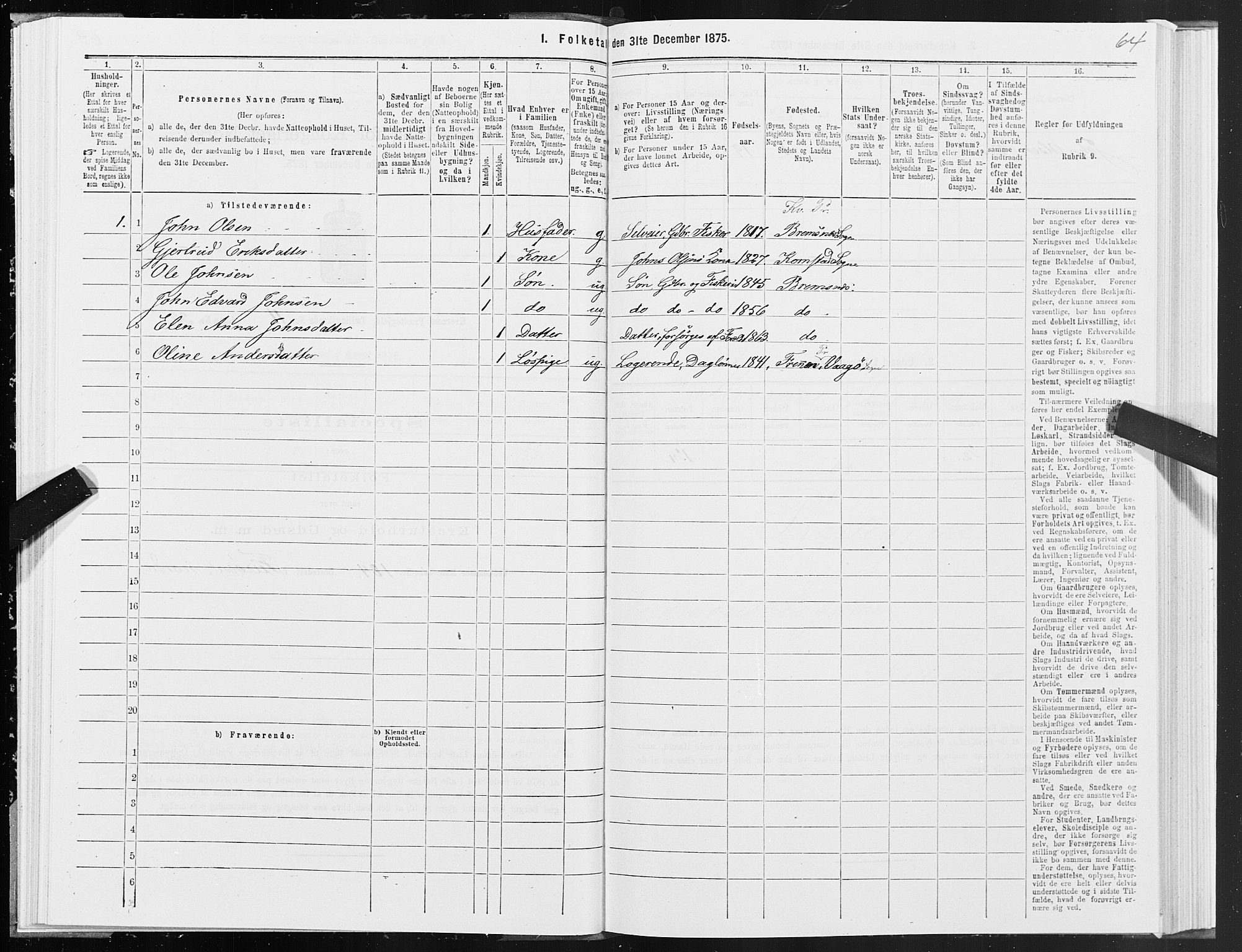 SAT, 1875 census for 1553P Kvernes, 1875, p. 6064