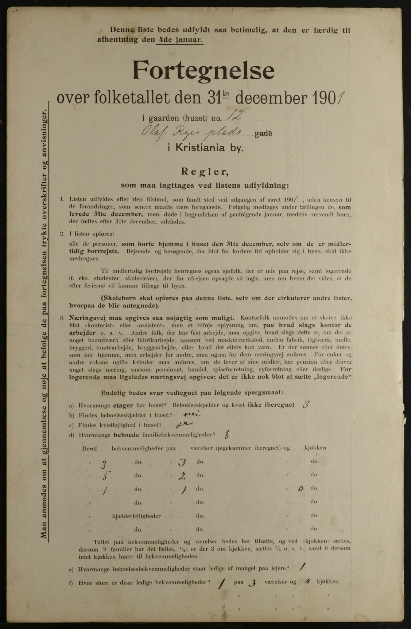 OBA, Municipal Census 1901 for Kristiania, 1901, p. 11536