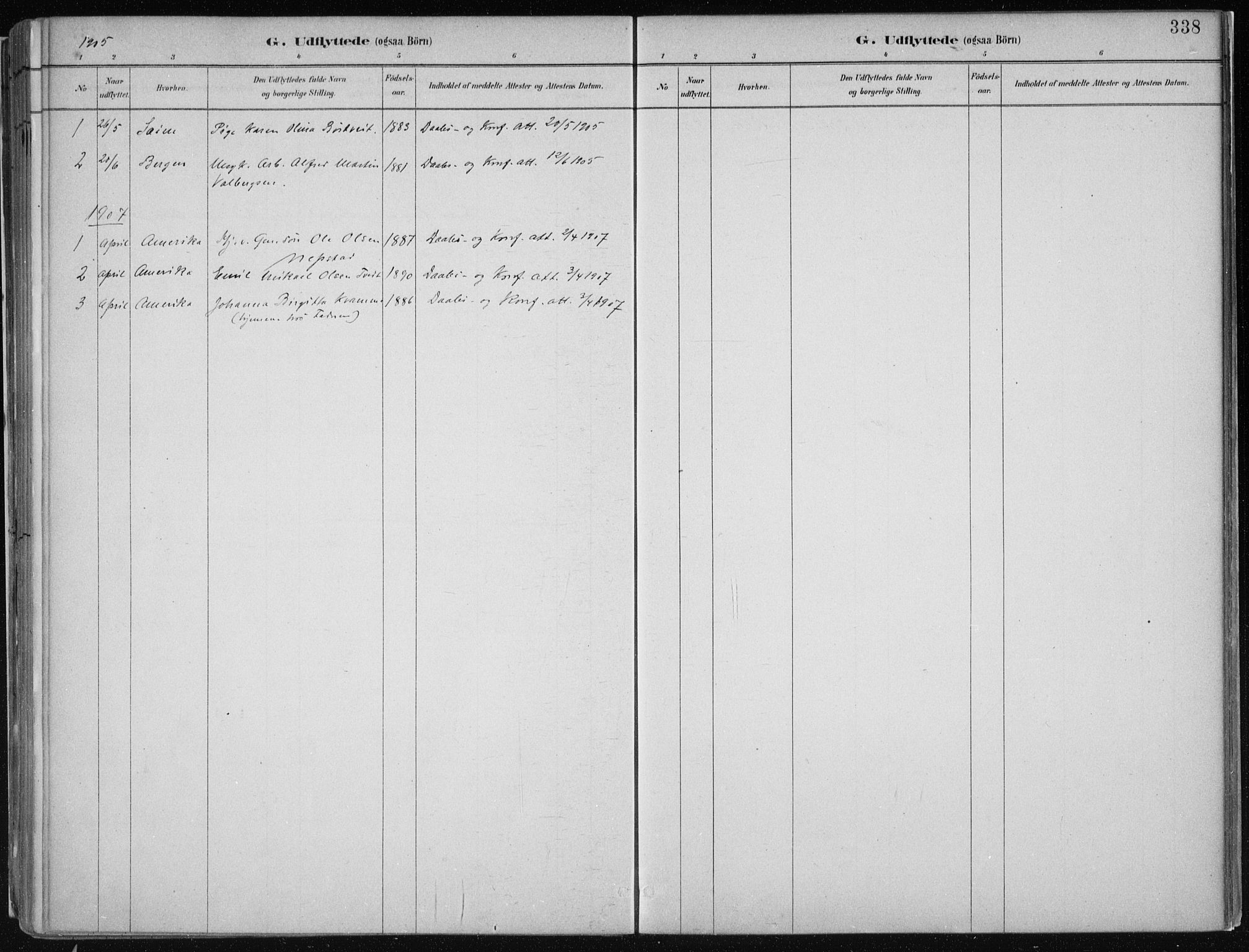 Hamre sokneprestembete, SAB/A-75501/H/Ha/Haa/Haab/L0001: Parish register (official) no. B  1, 1882-1905, p. 338