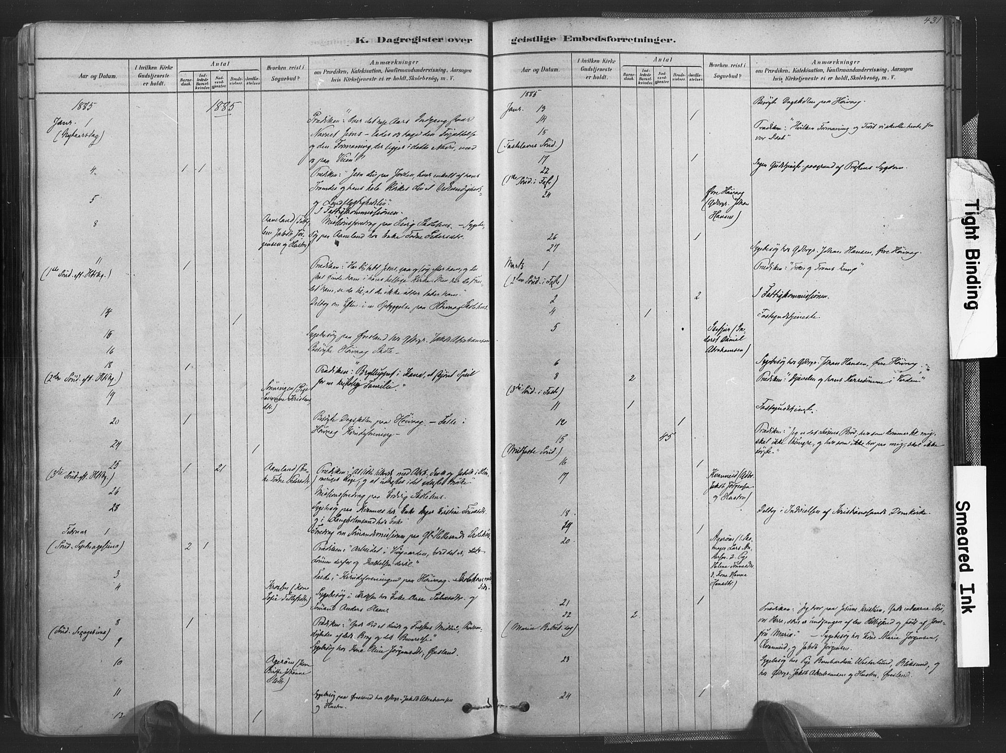 Høvåg sokneprestkontor, SAK/1111-0025/F/Fa/L0005: Parish register (official) no. A 5, 1878-1893, p. 431